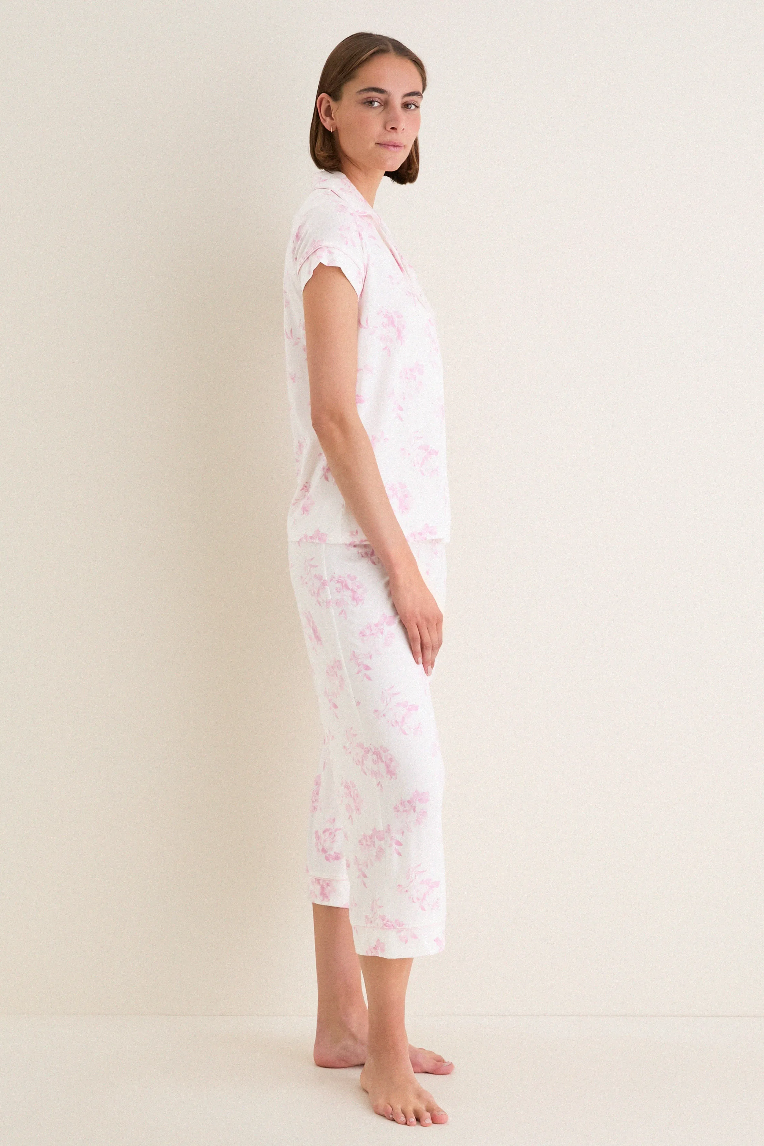 Rose Garden Pink Gisele Printed Cropped PJ Set sold by Tuckernuck product image thumbnail 3