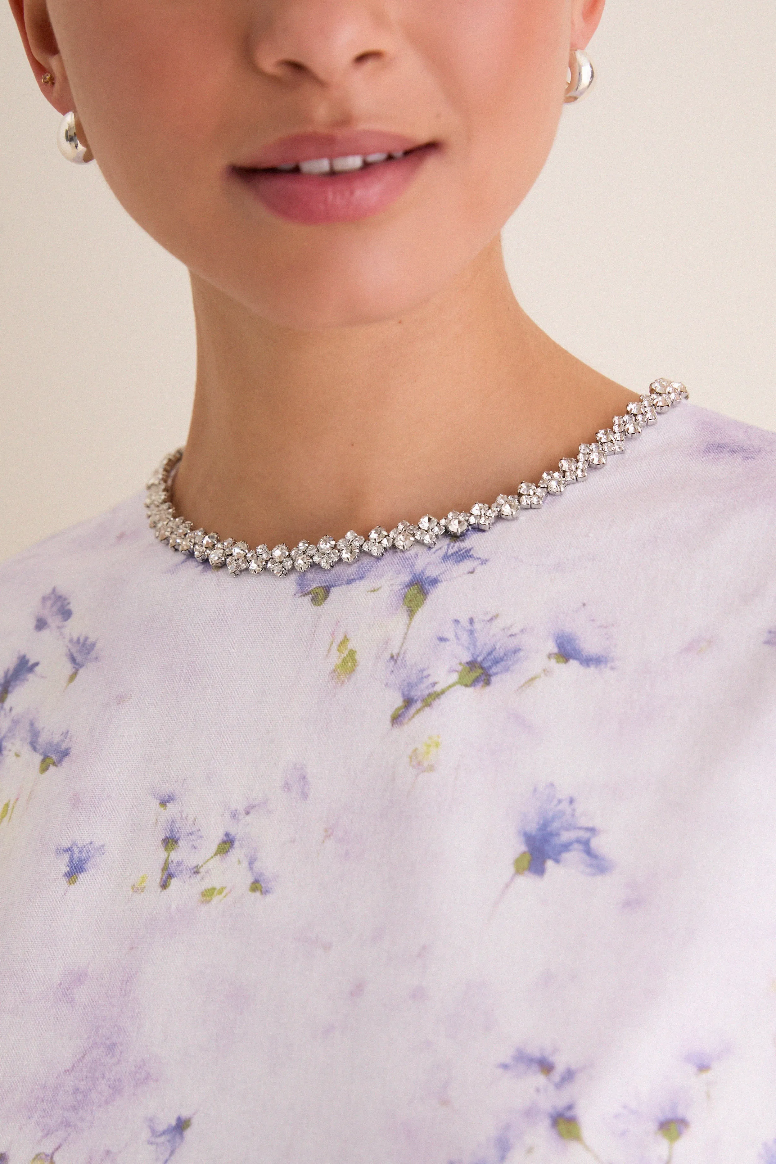 Lilac Floral Crystal Embellished Floria Mini Dress sold by Tuckernuck product image thumbnail 2