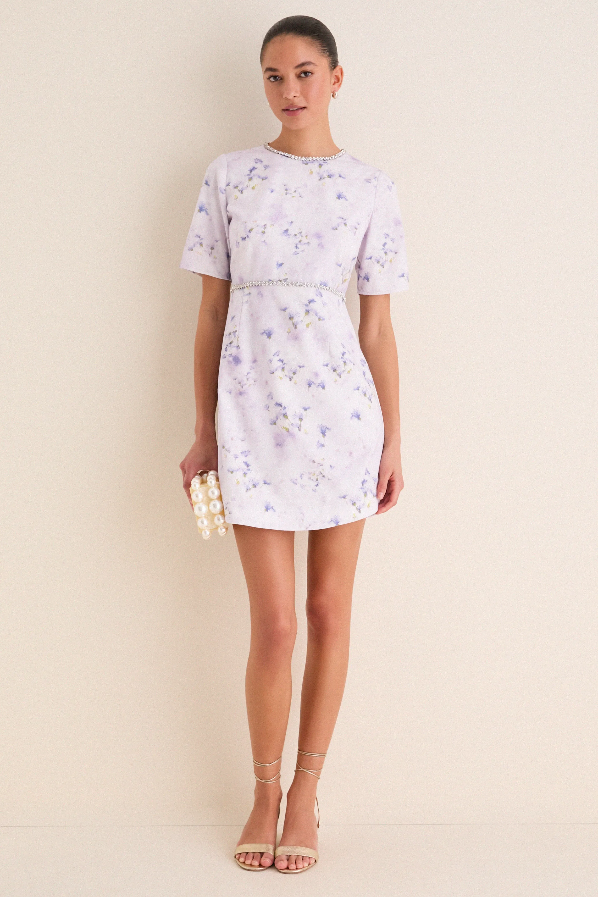 Lilac Floral Crystal Embellished Floria Mini Dress sold by Tuckernuck product image thumbnail 3