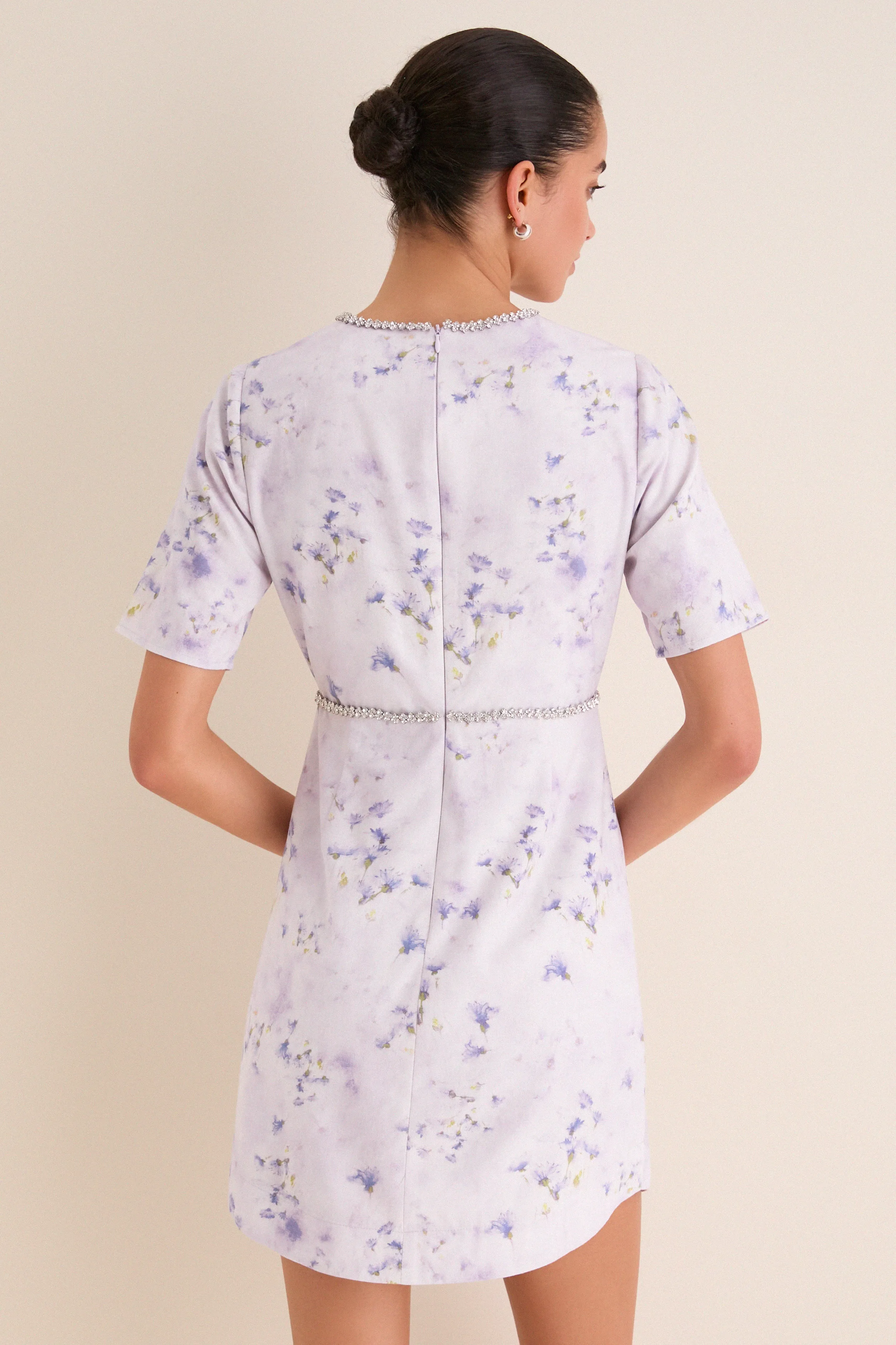 Lilac Floral Crystal Embellished Floria Mini Dress sold by Tuckernuck product image thumbnail 5