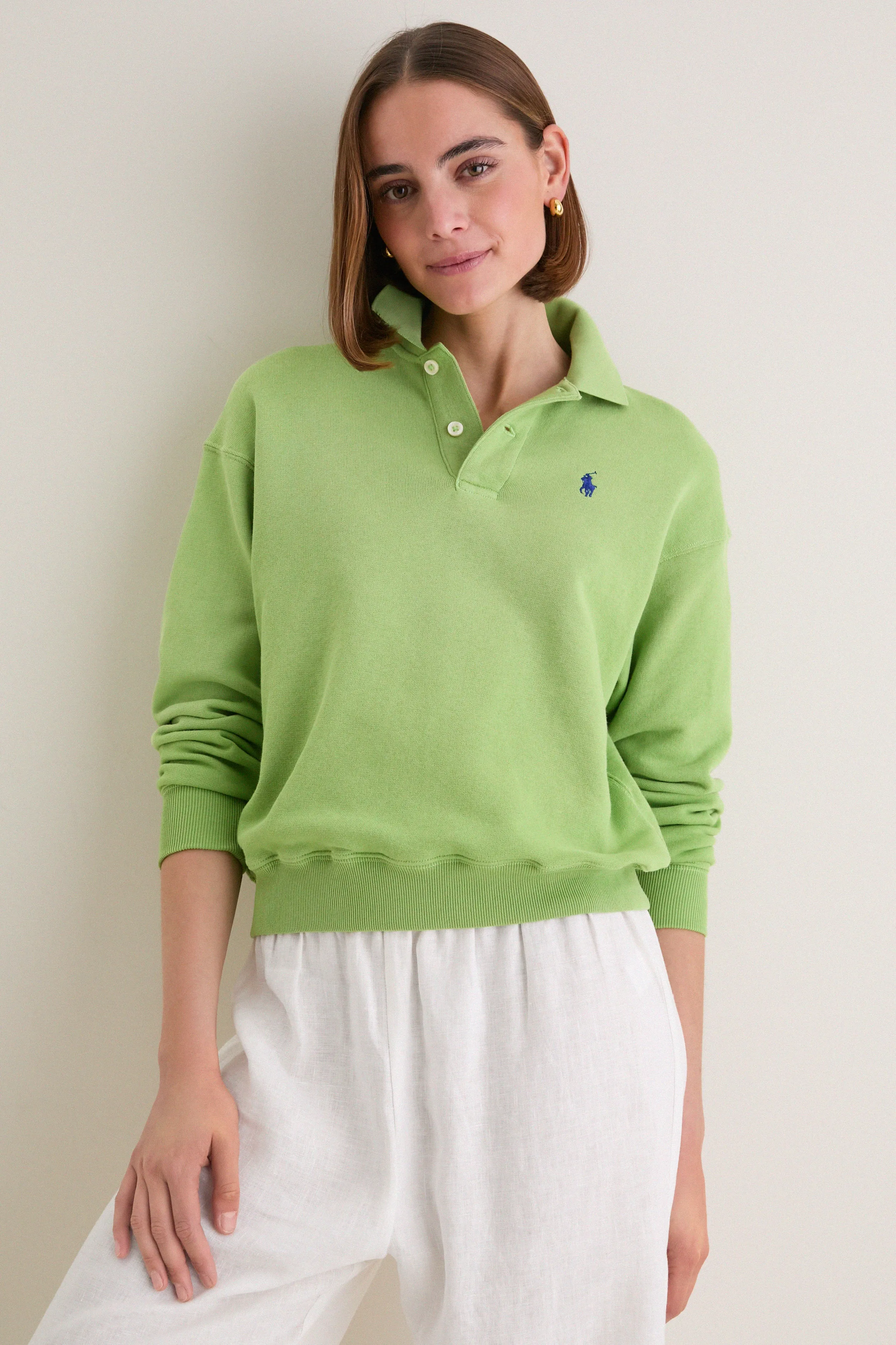 Parakeet Green Island Fleece Knit Polo sold by Tuckernuck