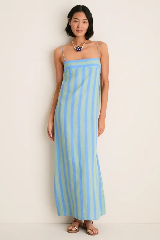 Seaport Stripe Laura Linen Dress made by STAUD