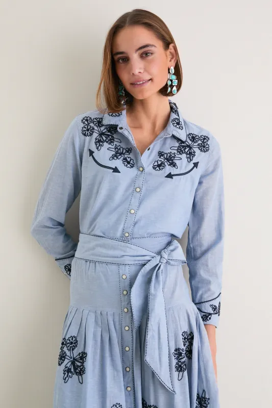 The Chambray Embroidered Western Shirt made by THE GREAT.