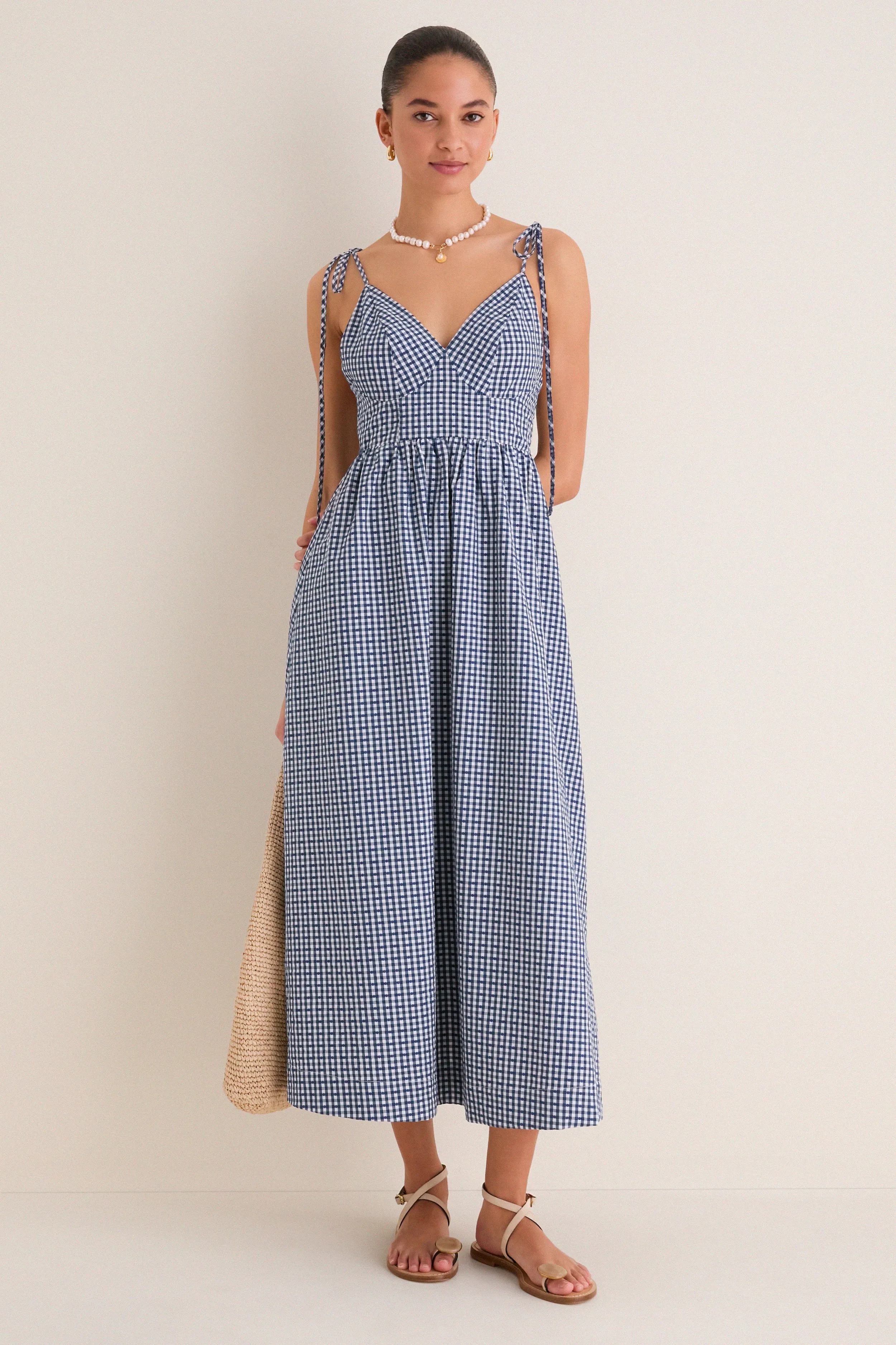 Navy Gingham Sloan Maxi Dress sold by Tuckernuck product image thumbnail 3