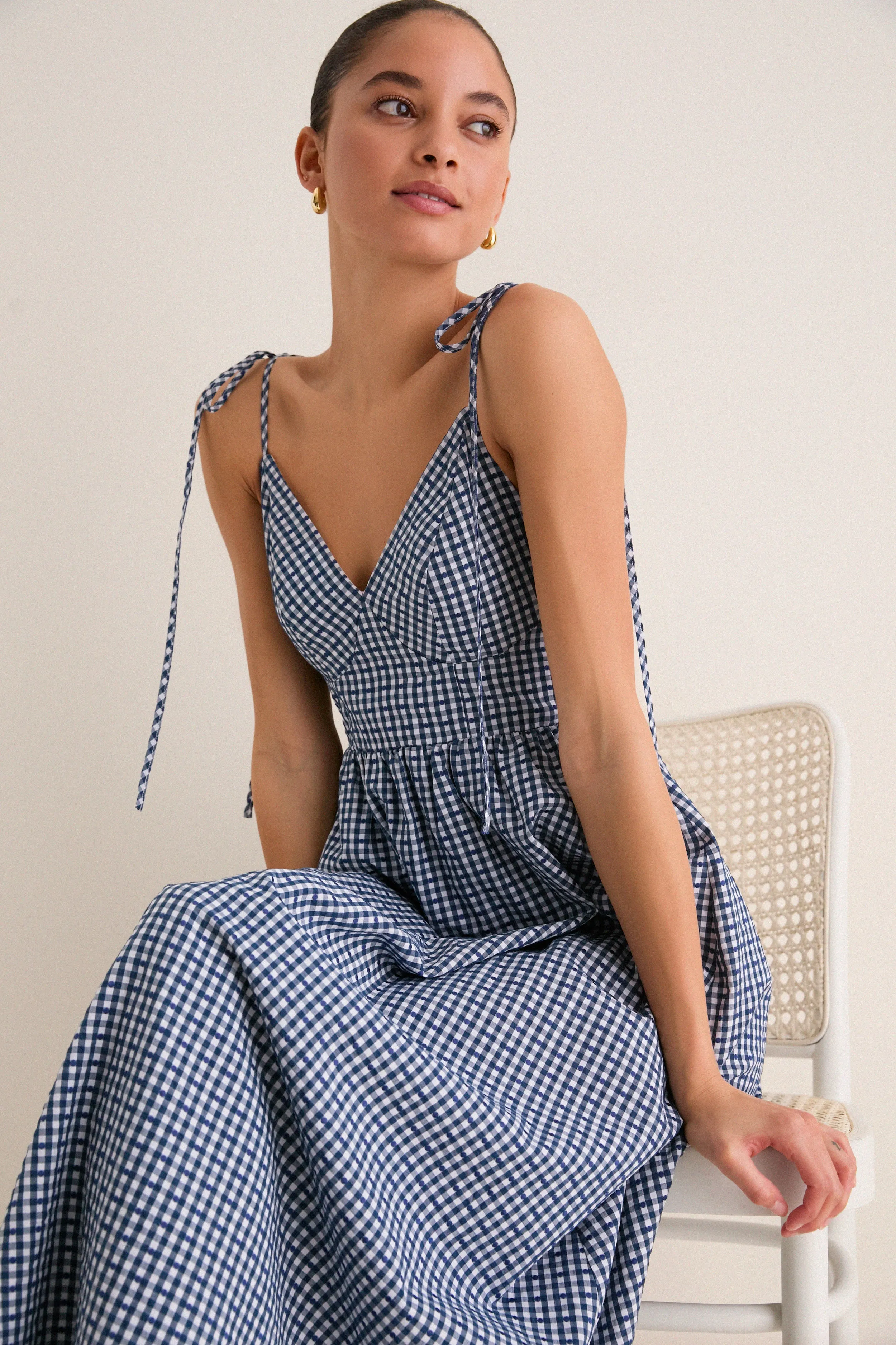 Navy Gingham Sloan Maxi Dress sold by Tuckernuck product image thumbnail 2