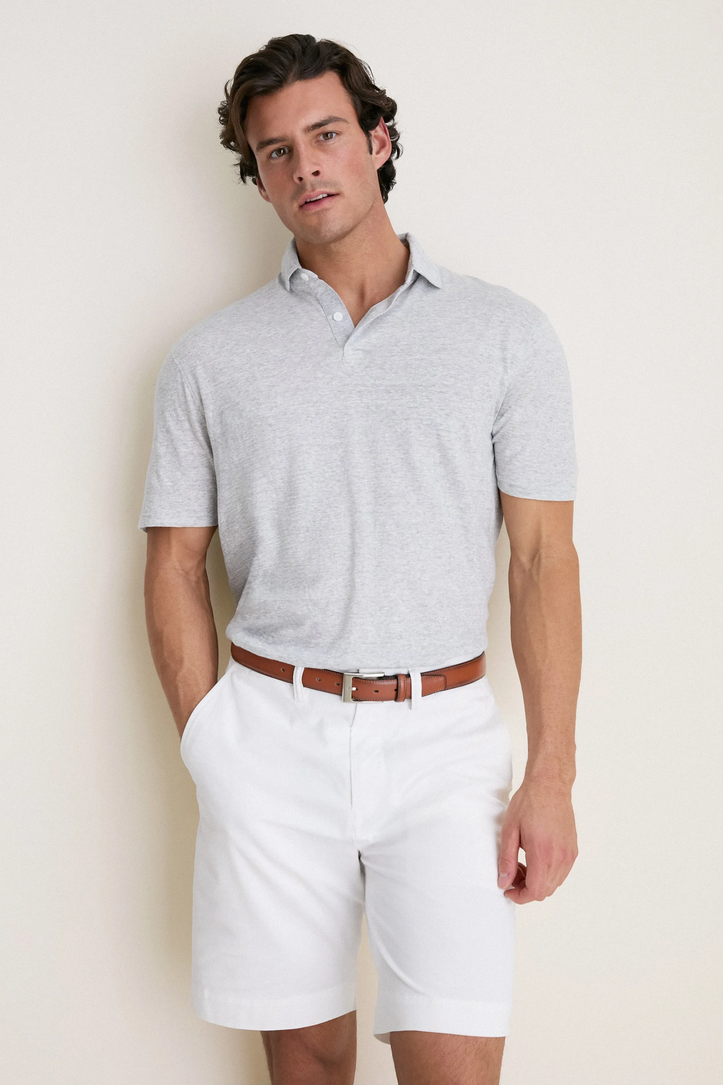 Gale Gray Linen Sanibel Polo sold by Tuckernuck
