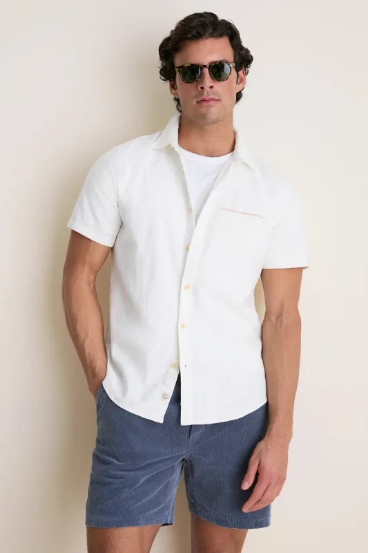 White Classic Stretch Selvage Shirt made by Marine Layer