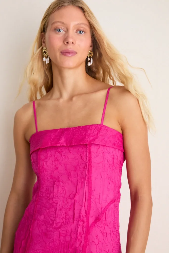 Raspberry Rose Shibori Organza Long Asymmetric Dress sold by Tuckernuck product image thumbnail 5