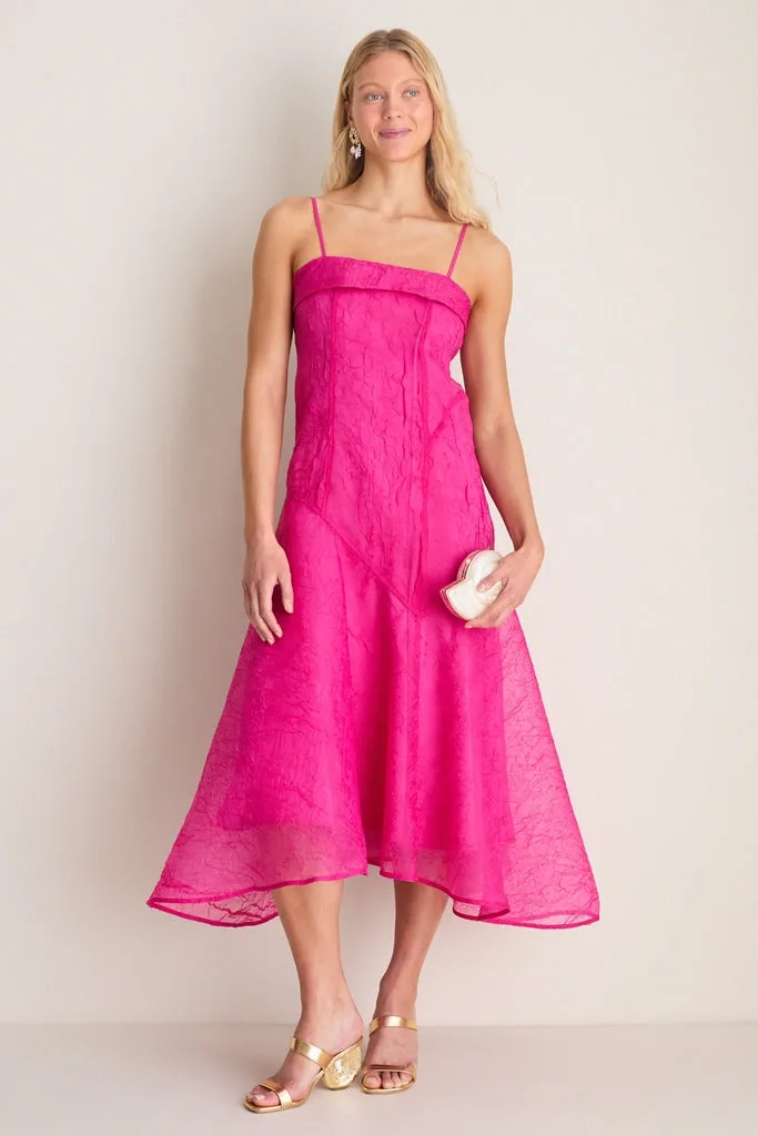 Raspberry Rose Shibori Organza Long Asymmetric Dress sold by Tuckernuck product image thumbnail 2