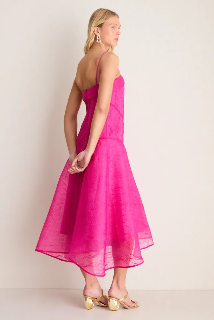 Raspberry Rose Shibori Organza Long Asymmetric Dress sold by Tuckernuck product image thumbnail 4