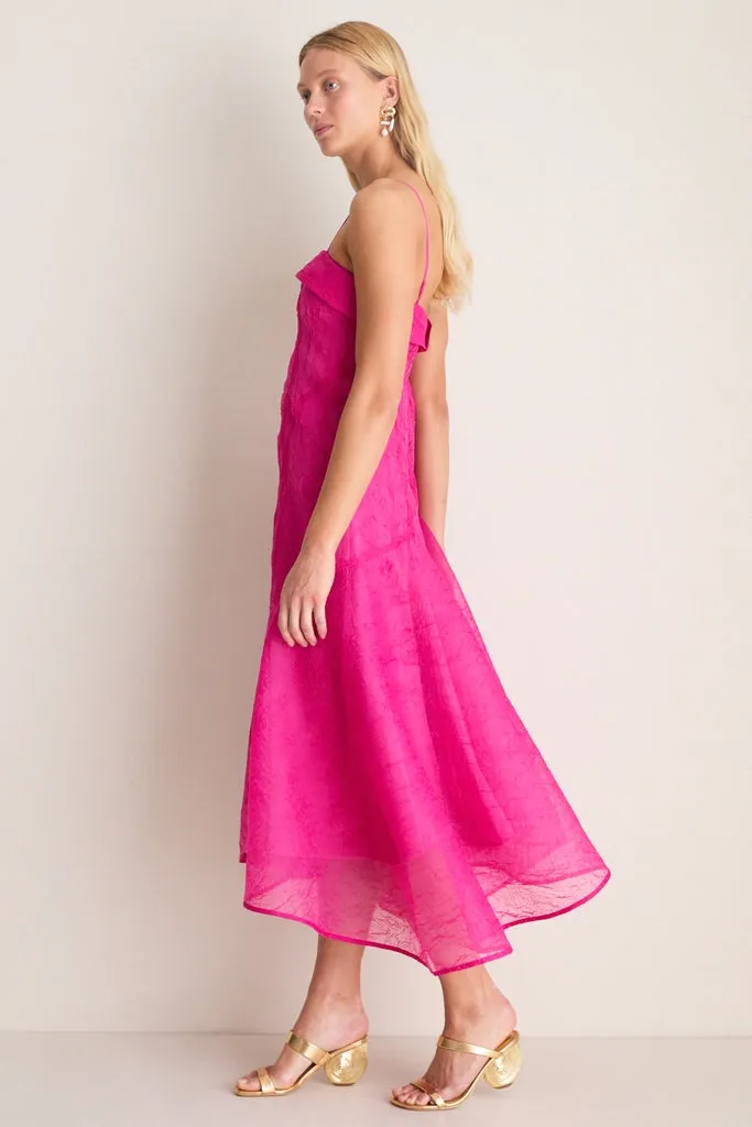 Raspberry Rose Shibori Organza Long Asymmetric Dress sold by Tuckernuck product image thumbnail 3