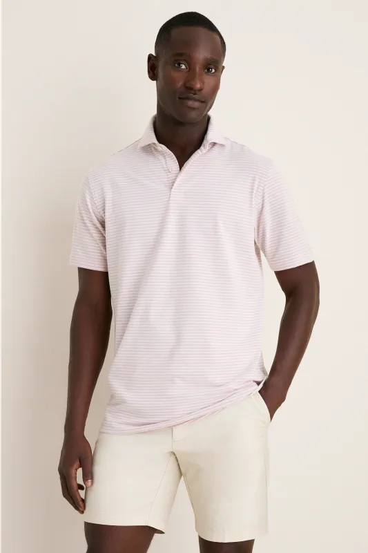 Faded Scarlet Stripe Albatross Cotton Blend Pique Polo made by Peter Millar