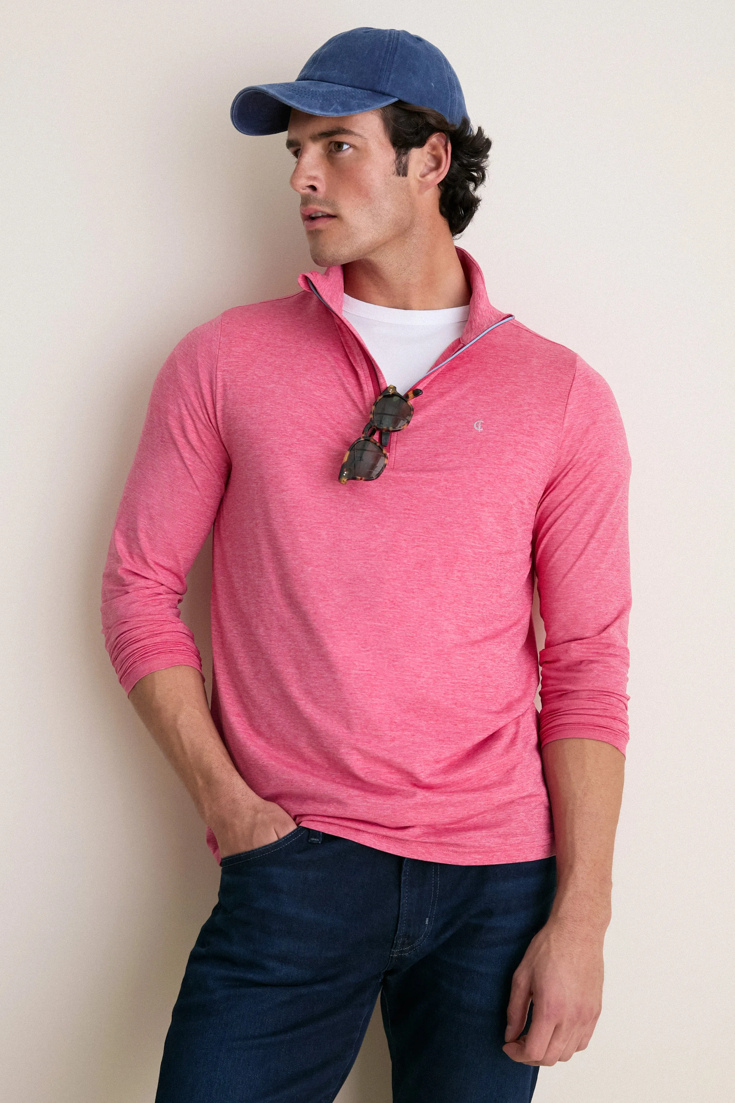 Heathered Red Featherweight Performance Pullover sold by Tuckernuck