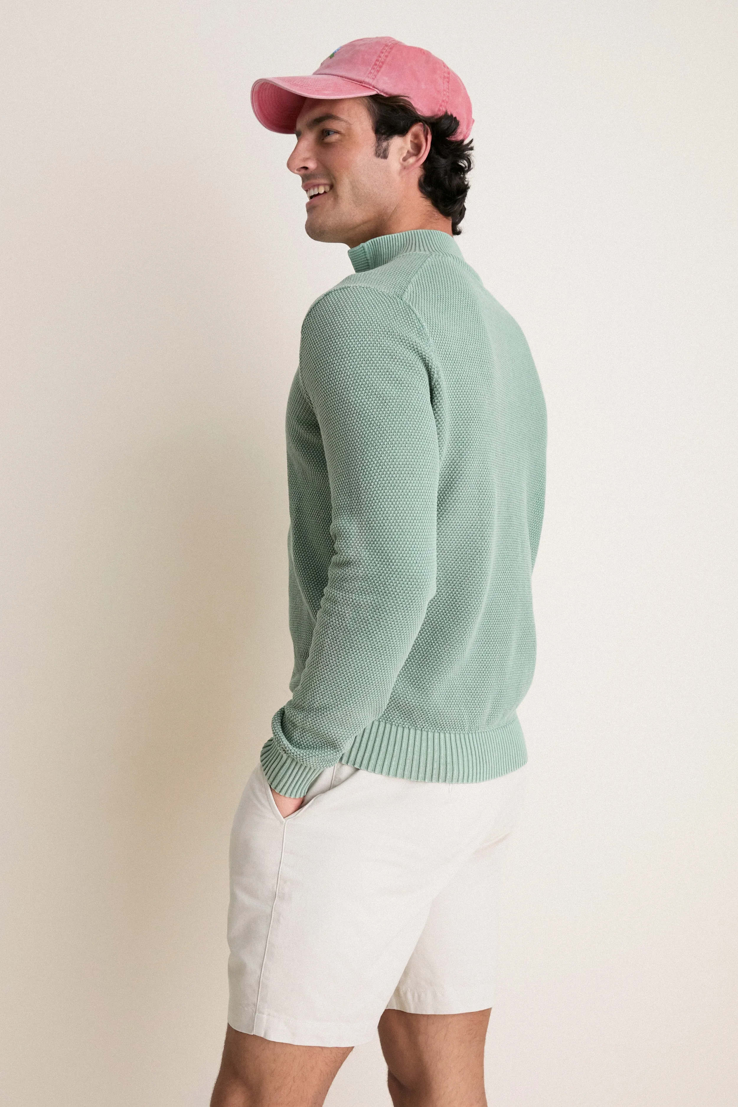 Moss Birdseye Cotton Split-Neck Sweater sold by Tuckernuck product image thumbnail 3