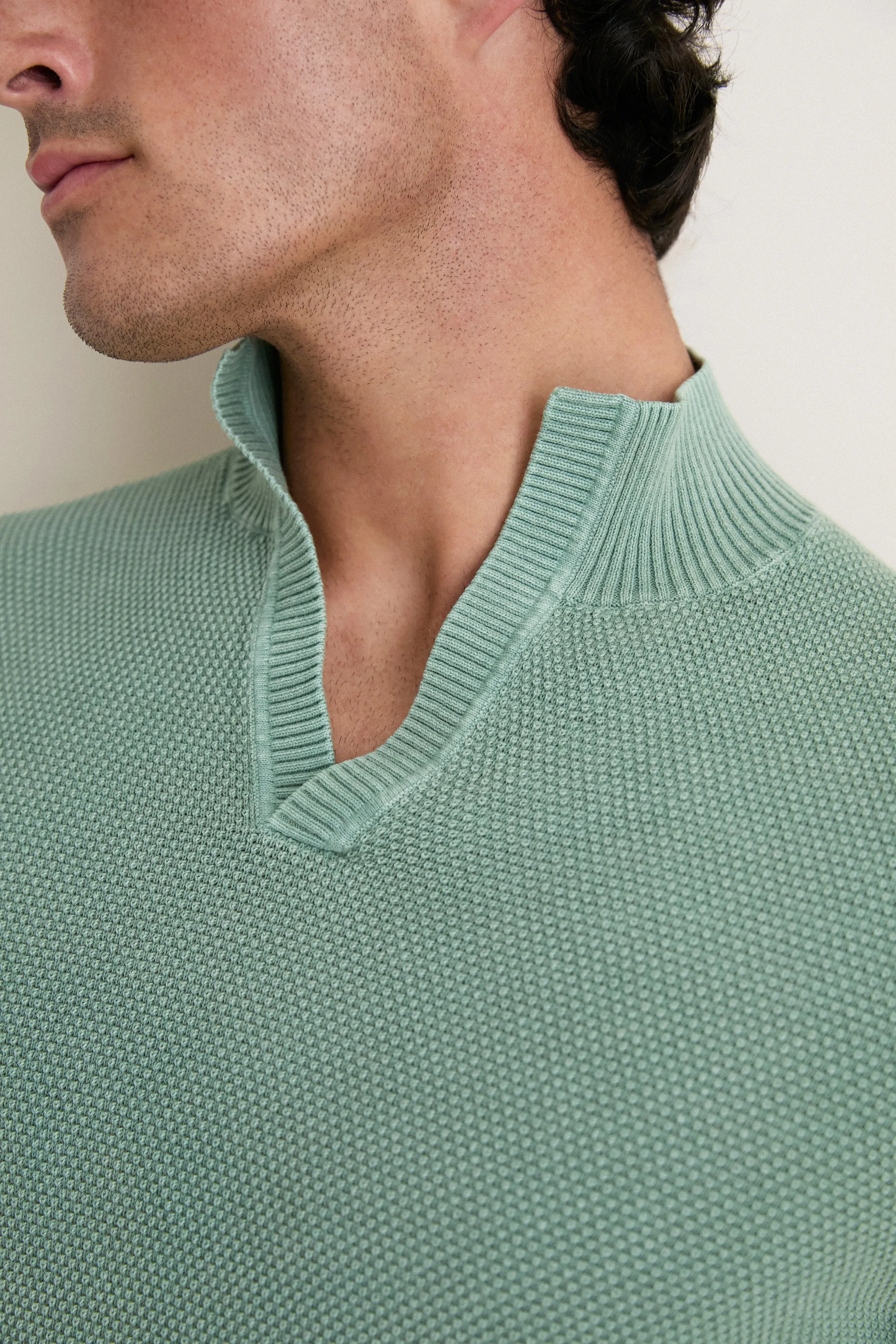 Moss Birdseye Cotton Split-Neck Sweater sold by Tuckernuck product image thumbnail 5