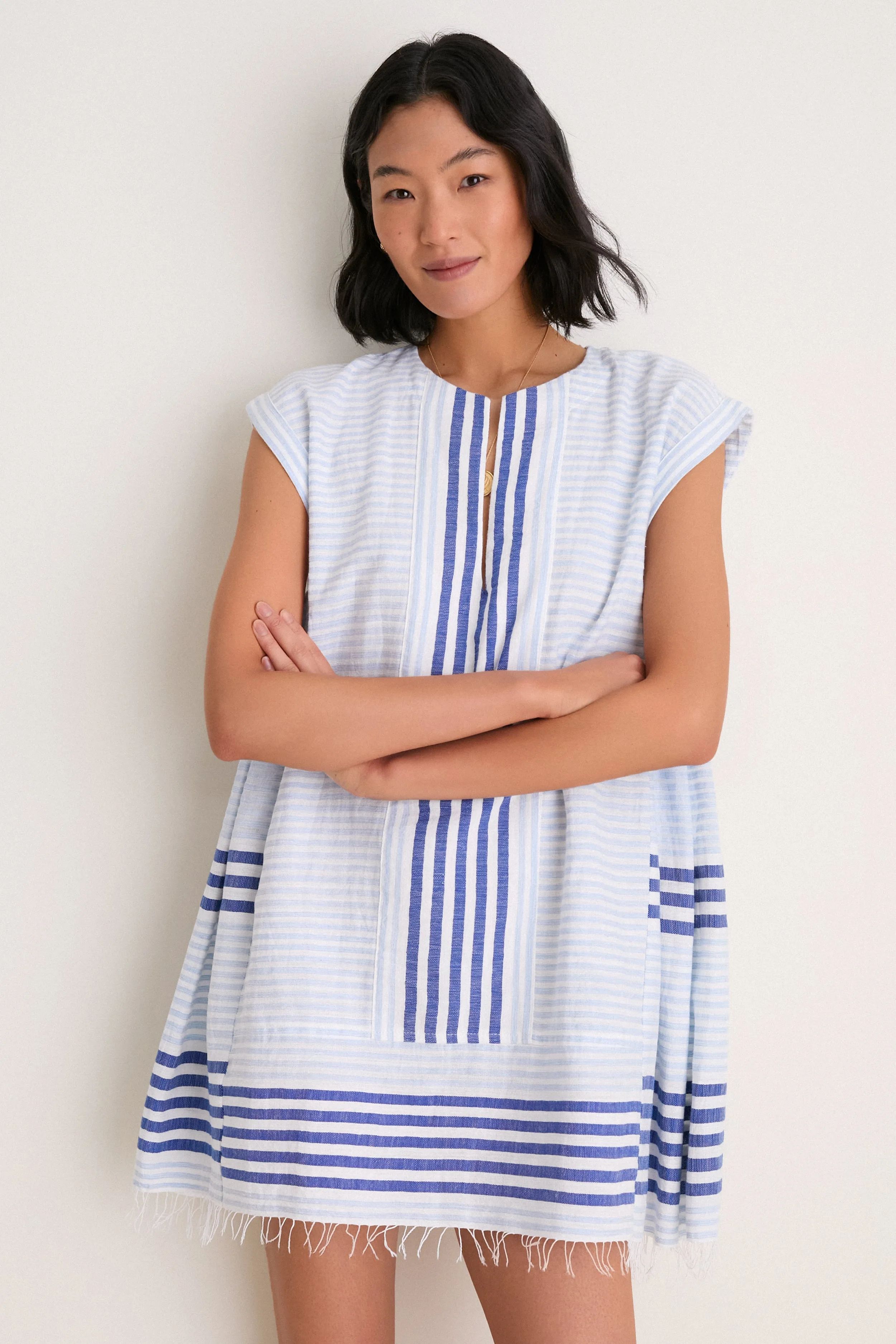 Exclusive Shemizi Blue Elina Caftan sold by Tuckernuck
