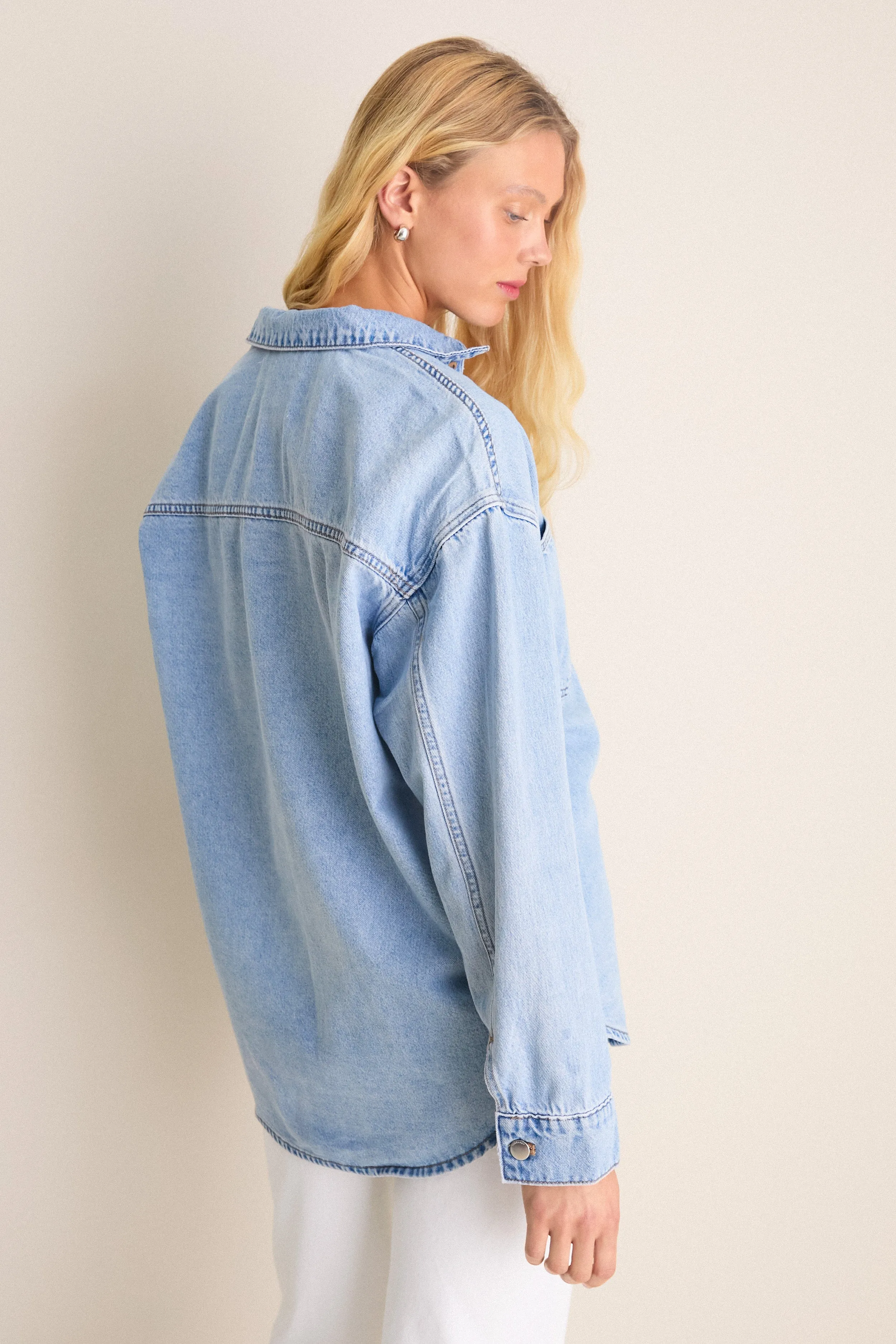 Soft Blue Organic Denim Overshirt sold by Tuckernuck product image thumbnail 4