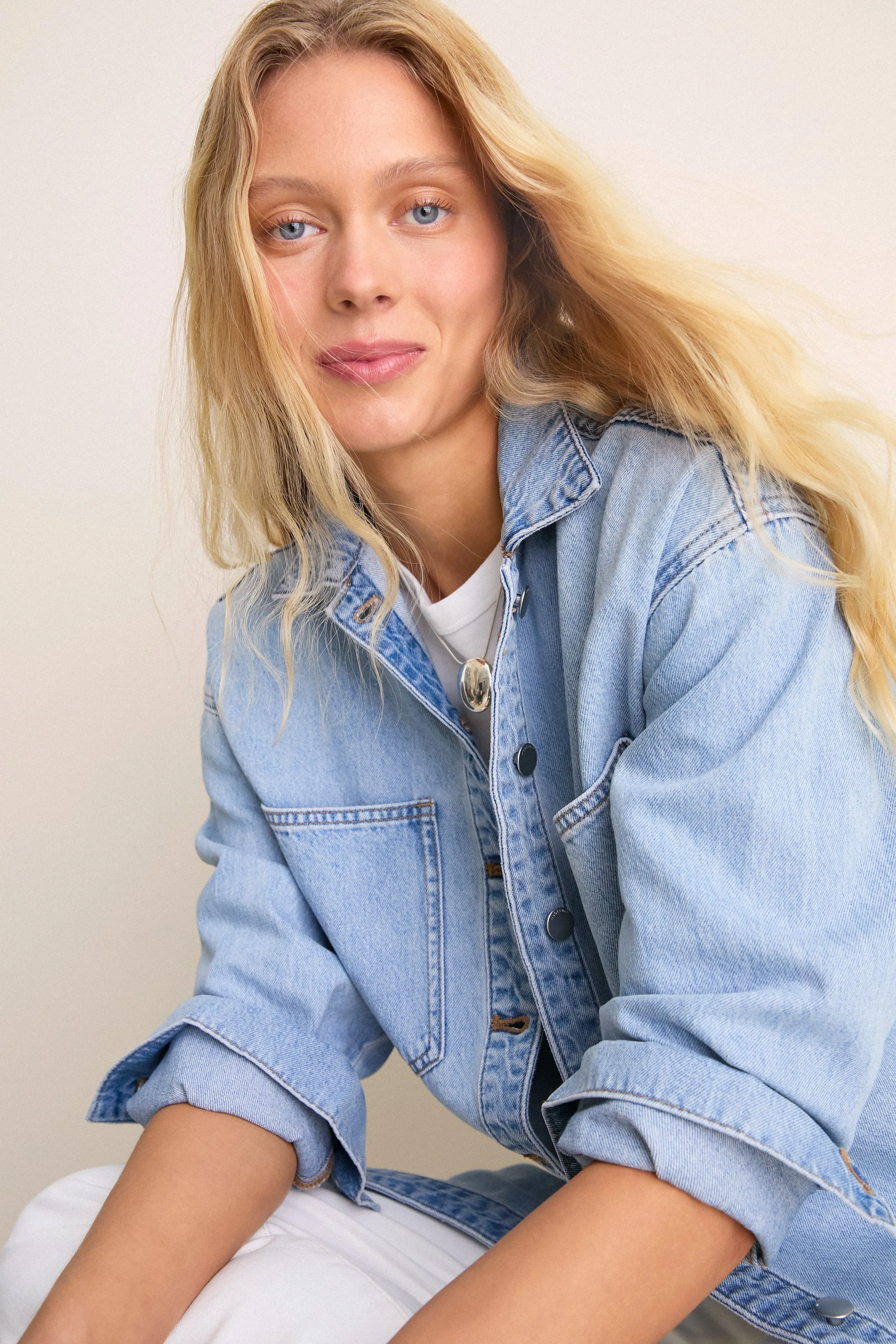 Soft Blue Organic Denim Overshirt sold by Tuckernuck product image thumbnail 5