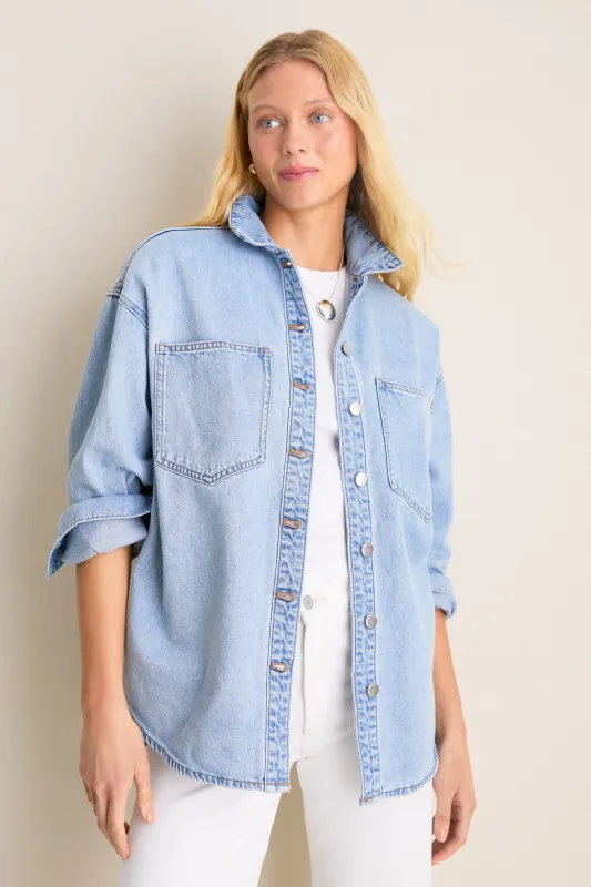 Soft Blue Organic Denim Overshirt made by Nude Lucy