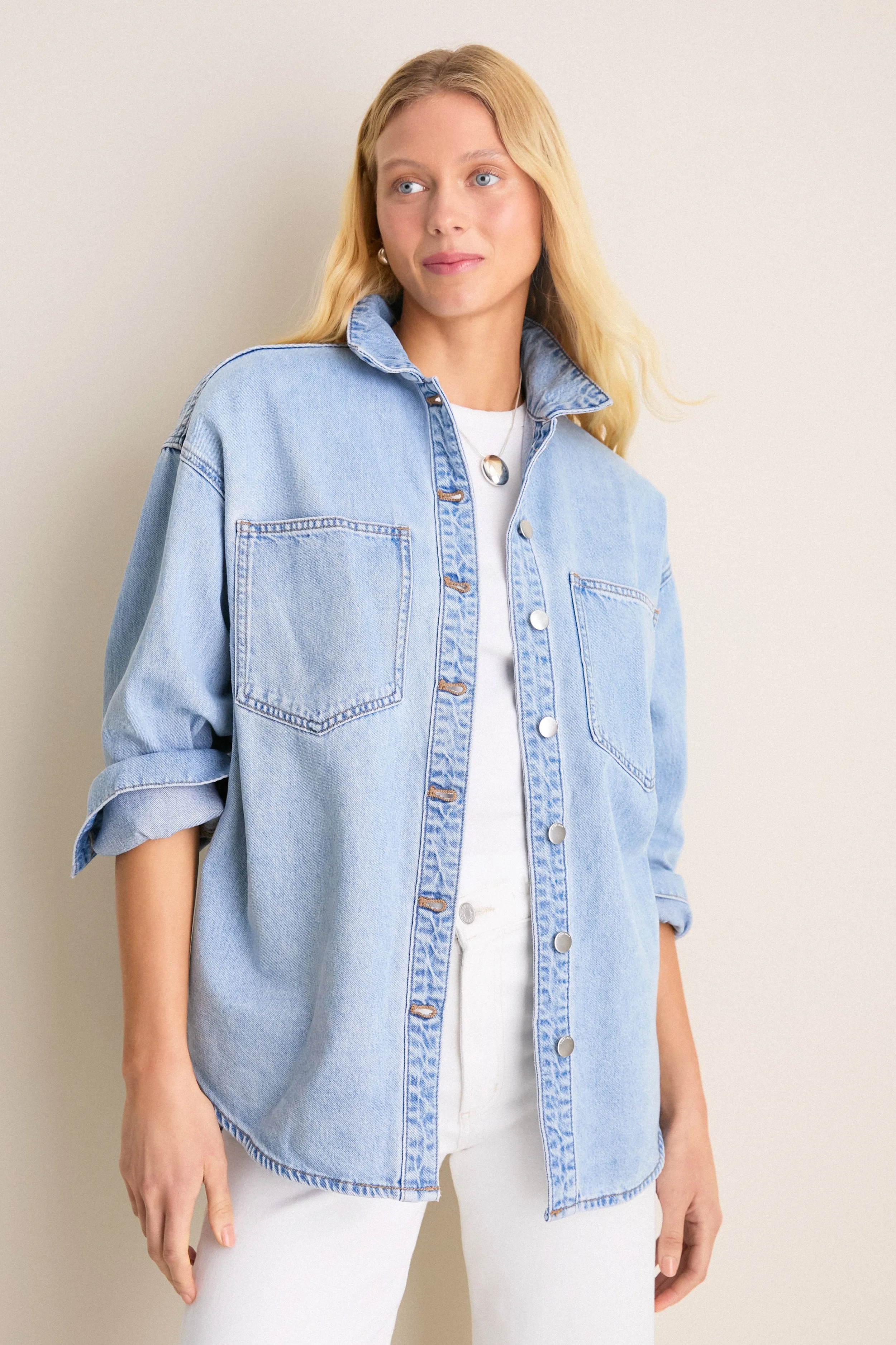 Soft Blue Organic Denim Overshirt sold by Tuckernuck