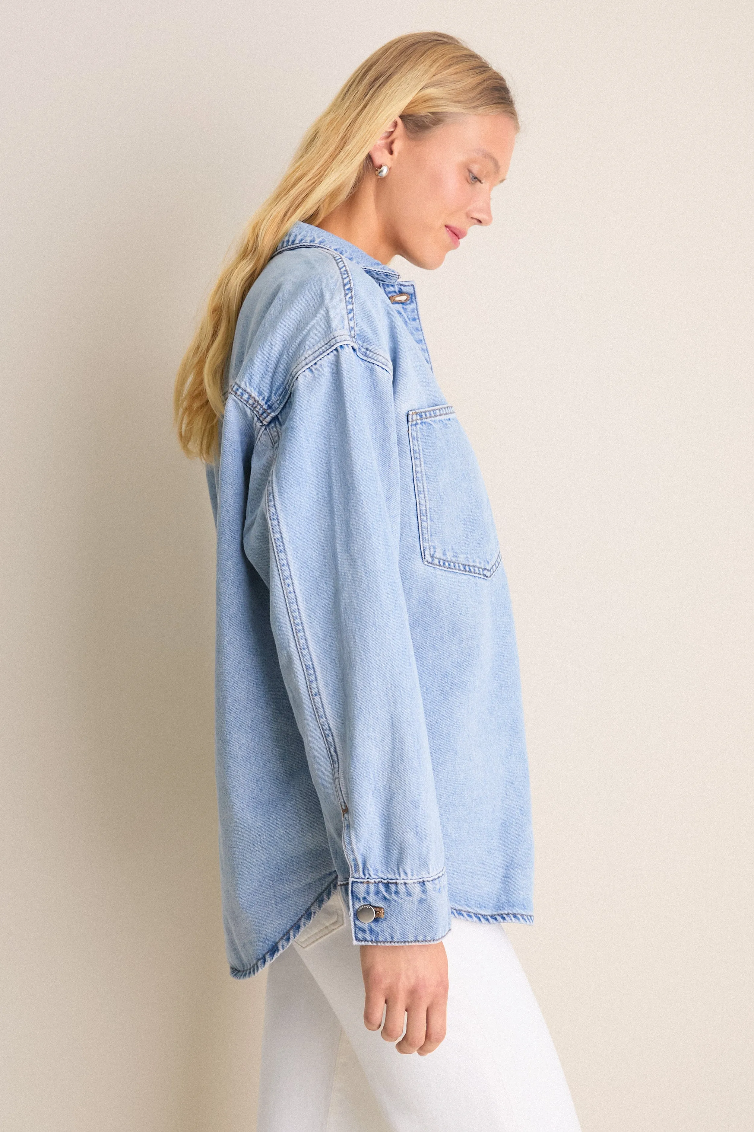 Soft Blue Organic Denim Overshirt sold by Tuckernuck product image thumbnail 3
