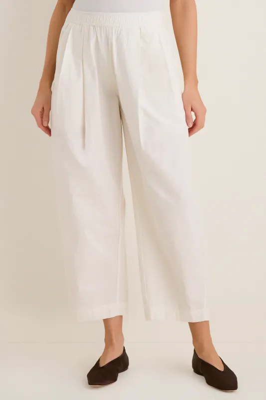 Cream Spa Pleat Pant made by Apiece Apart