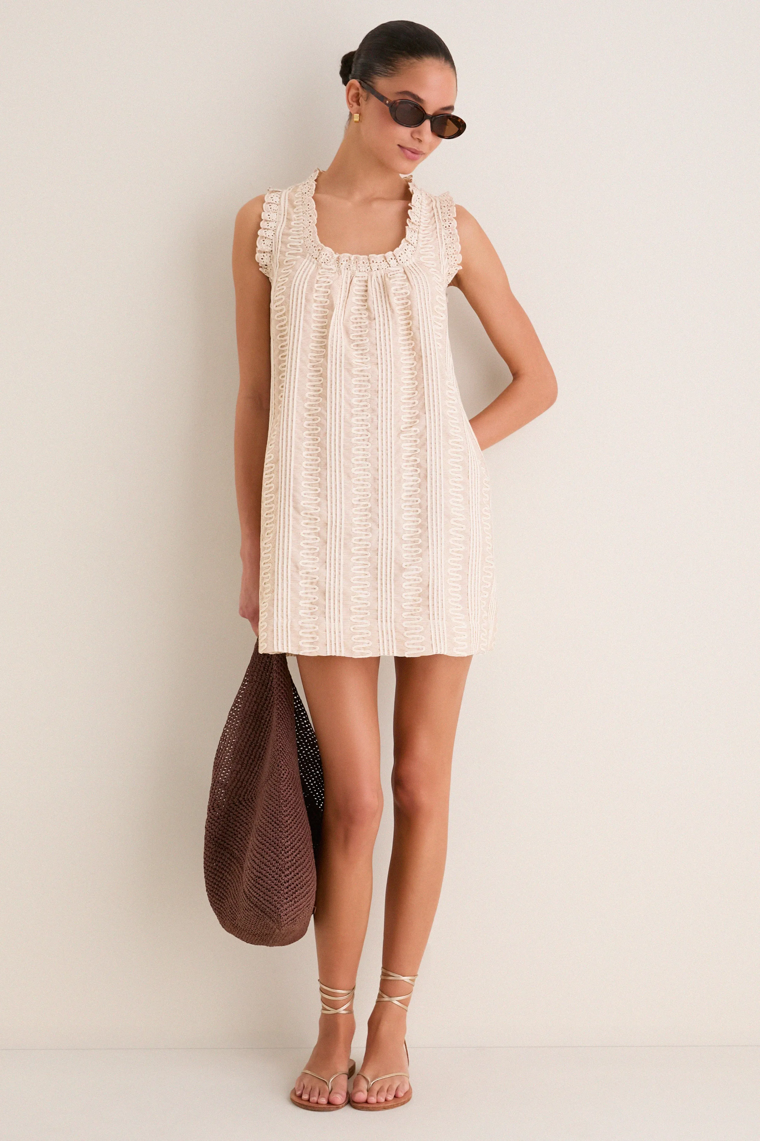 Tan & Cream Applique Valerie Mini Dress sold by Tuckernuck product image thumbnail 2