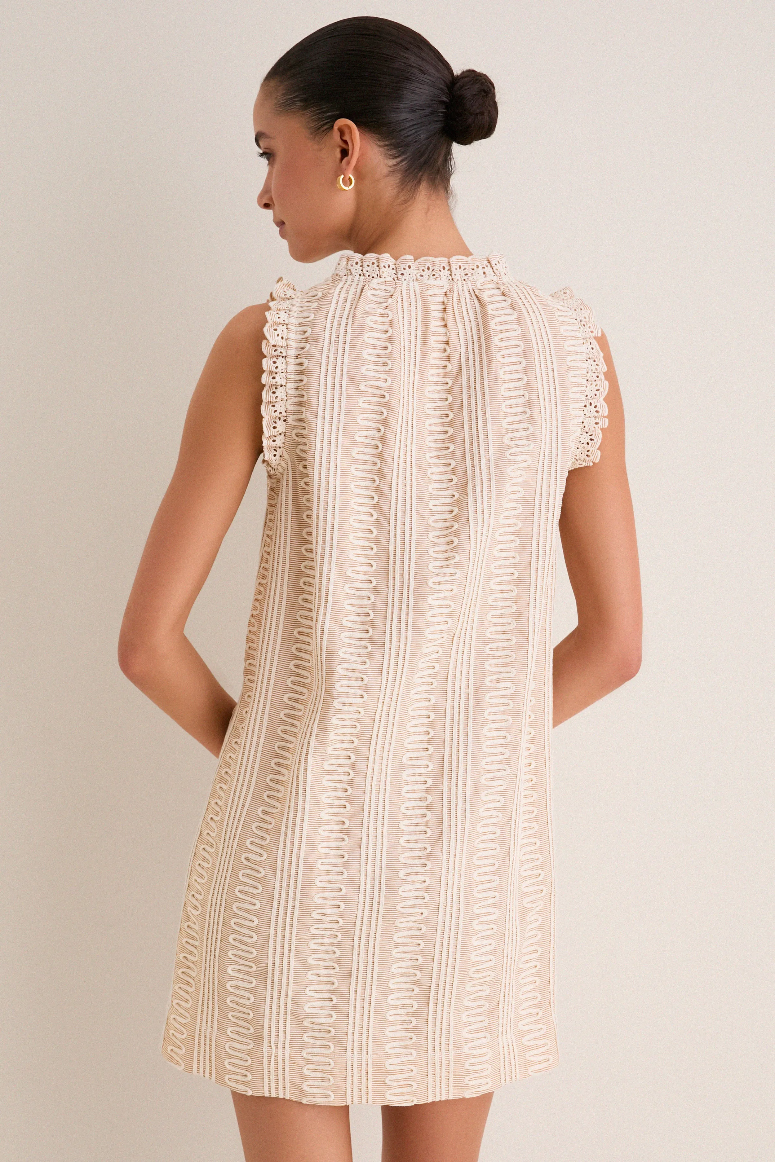 Tan & Cream Applique Valerie Mini Dress sold by Tuckernuck product image thumbnail 4