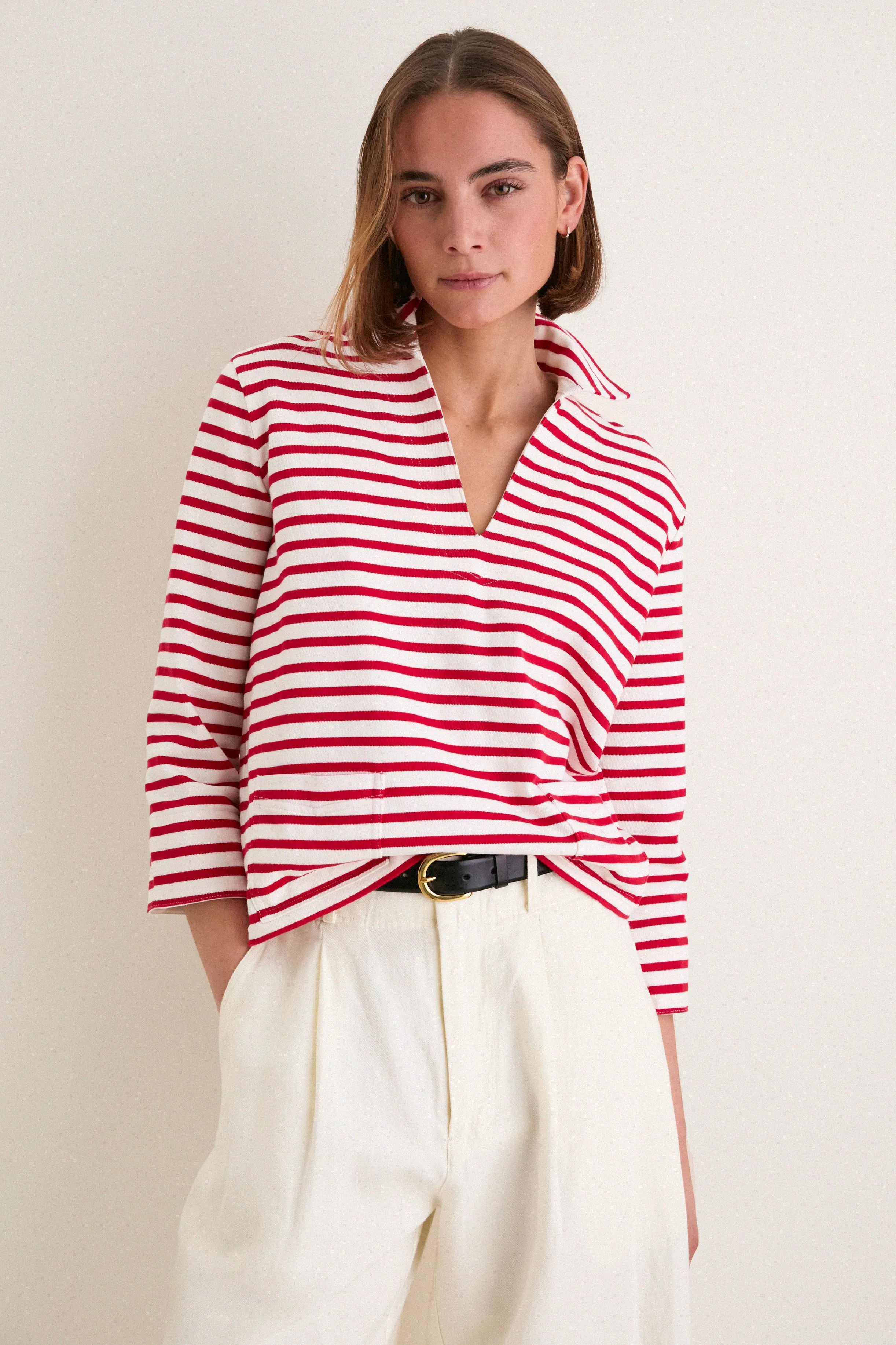 Red and Deckwash White Boating Polo sold by Tuckernuck