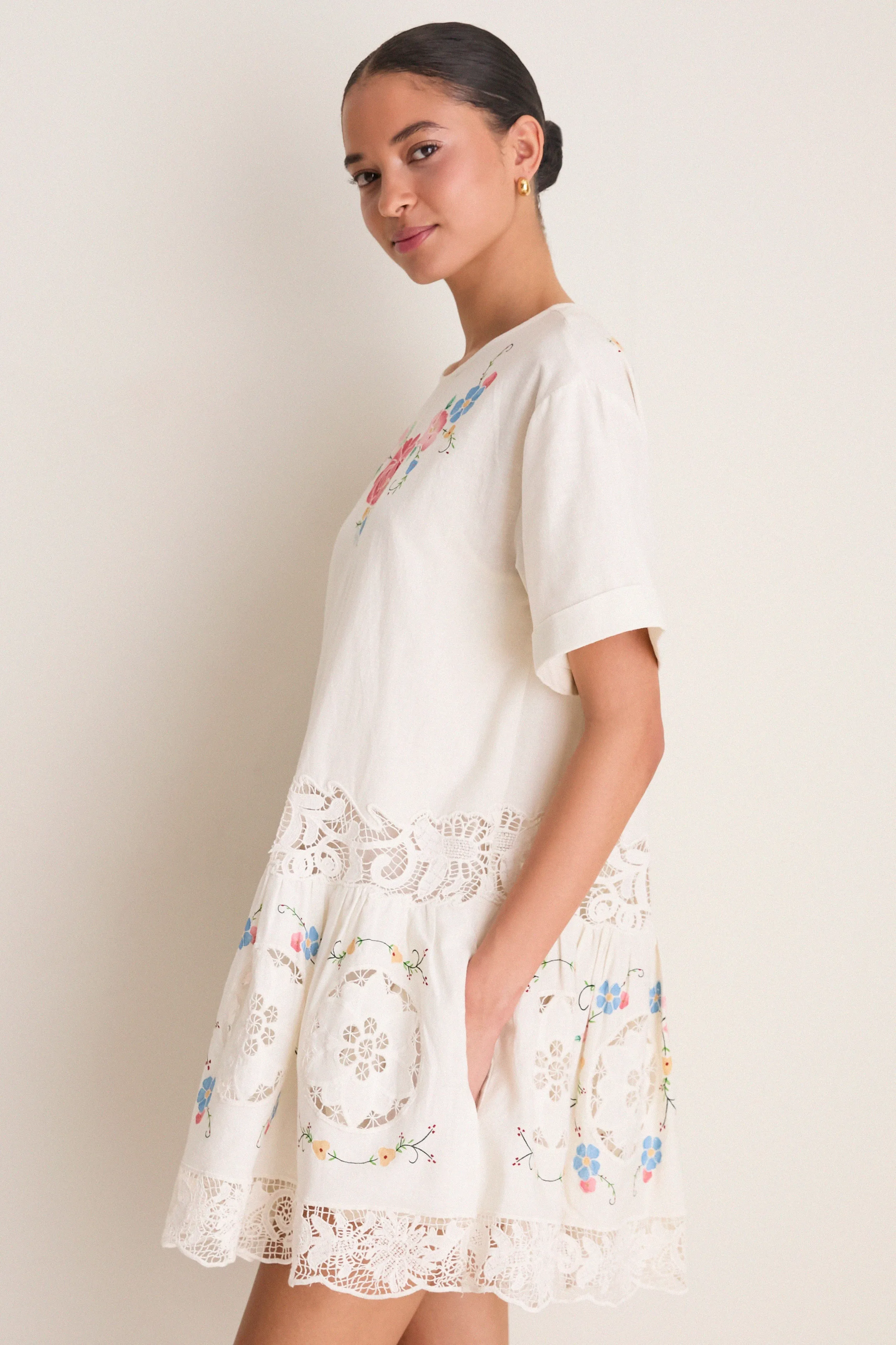 Multi Astrid Embroidery Mini Dress sold by Tuckernuck product image thumbnail 3