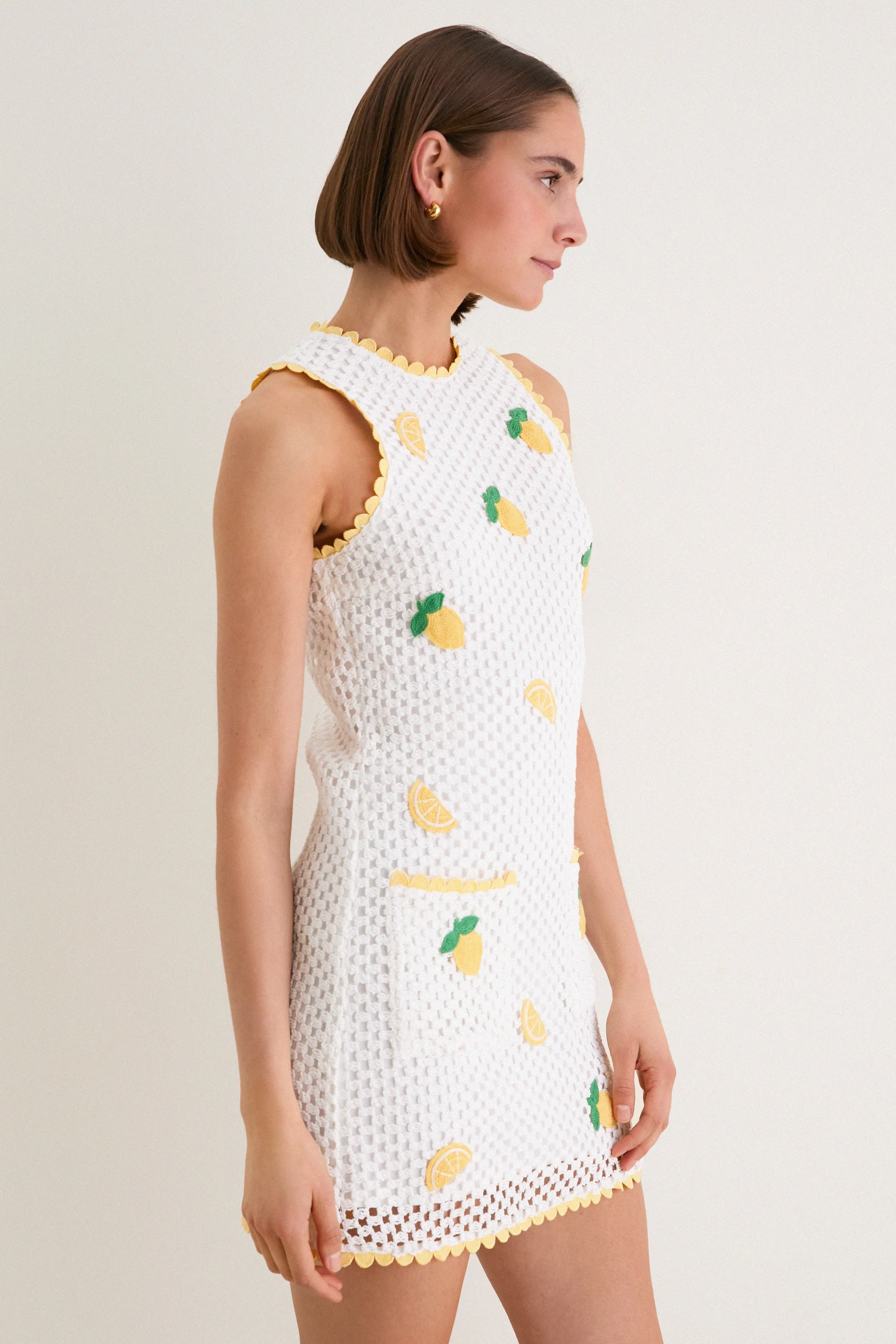 Bright White Lemon Crochet Wynn Mini Dress sold by Tuckernuck product image thumbnail 3