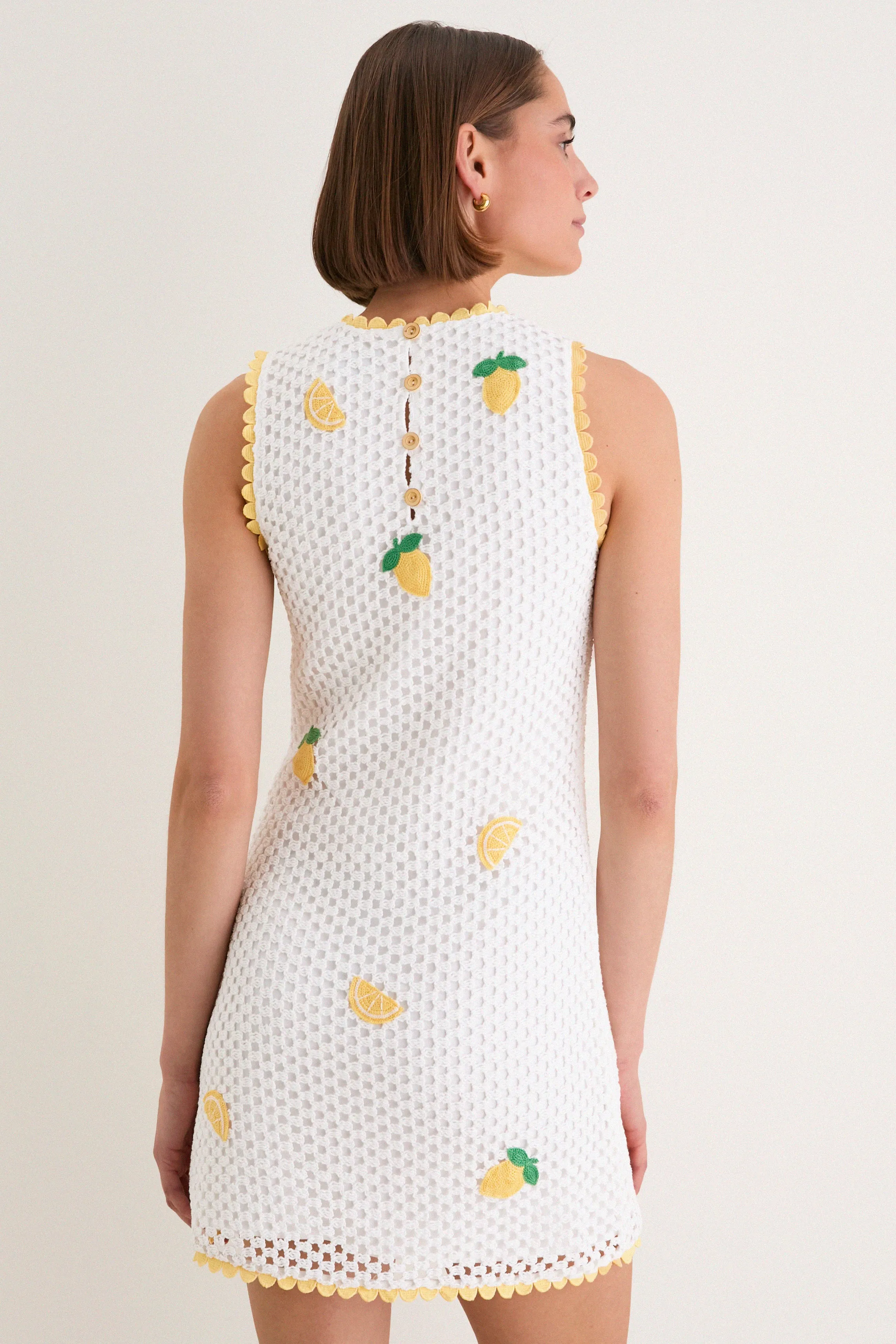 Bright White Lemon Crochet Wynn Mini Dress sold by Tuckernuck product image thumbnail 4
