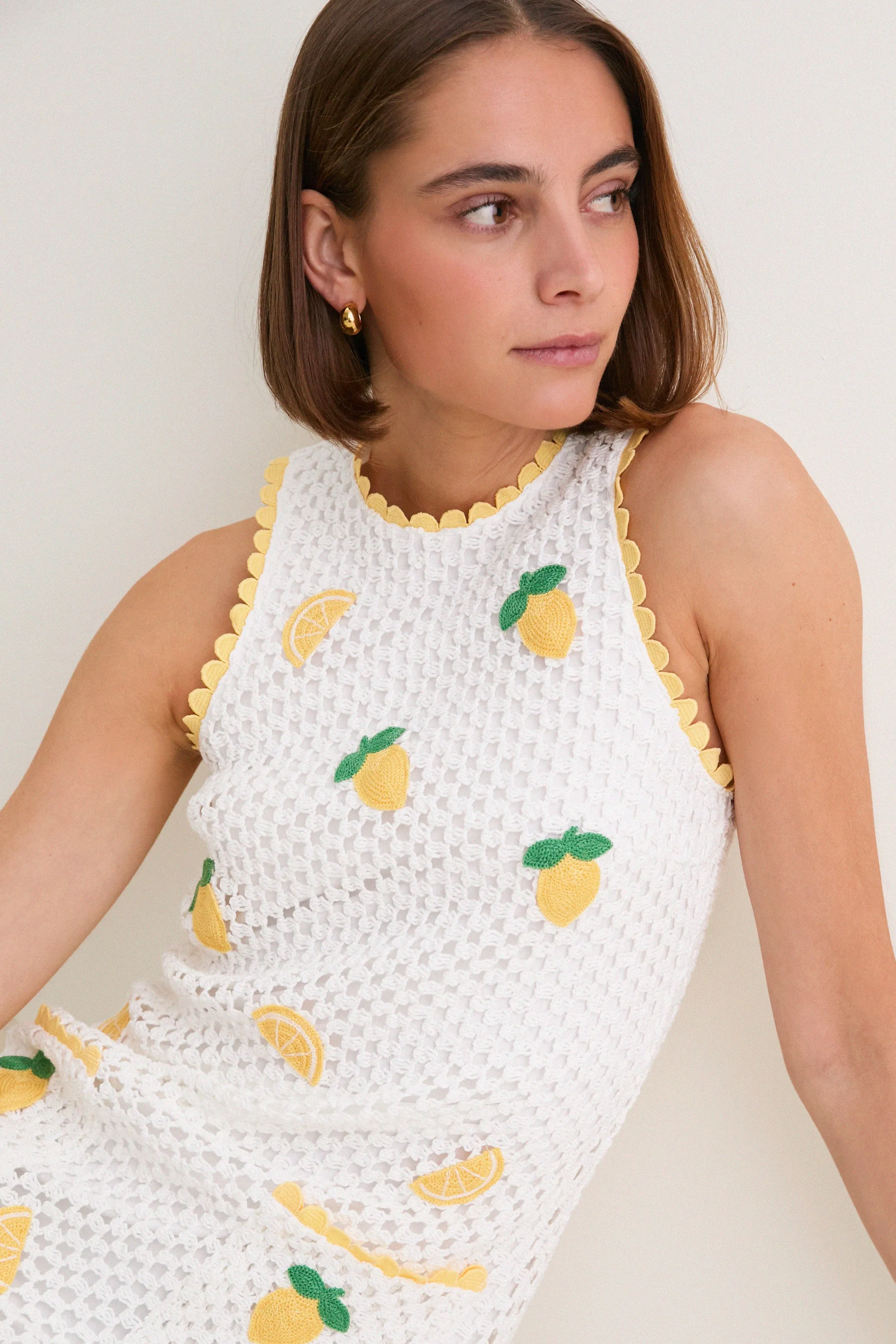 Bright White Lemon Crochet Wynn Mini Dress sold by Tuckernuck product image thumbnail 5