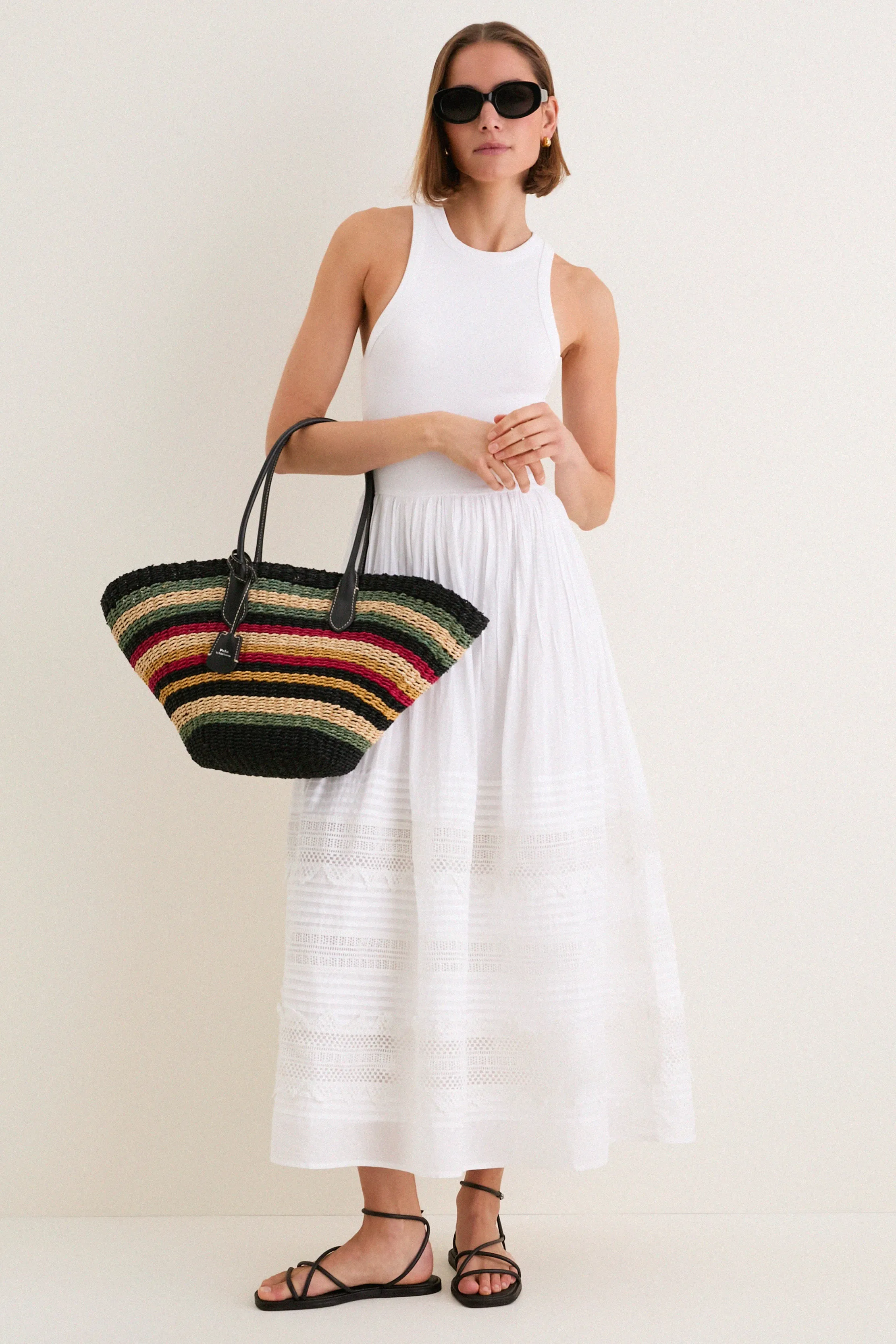 Multi Stripe Raffia Basket Tote sold by Tuckernuck product image thumbnail 3