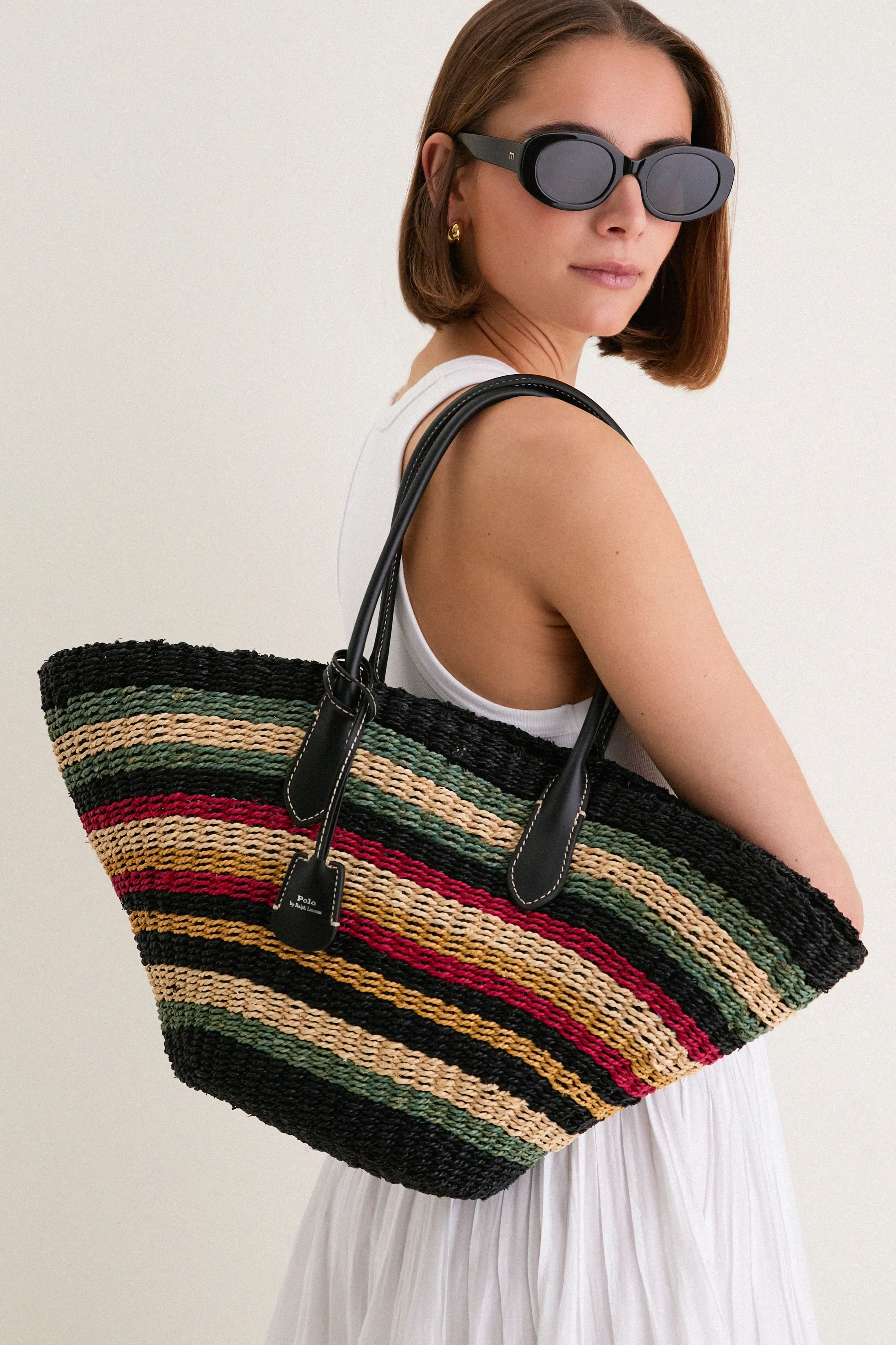 Multi Stripe Raffia Basket Tote sold by Tuckernuck product image thumbnail 2