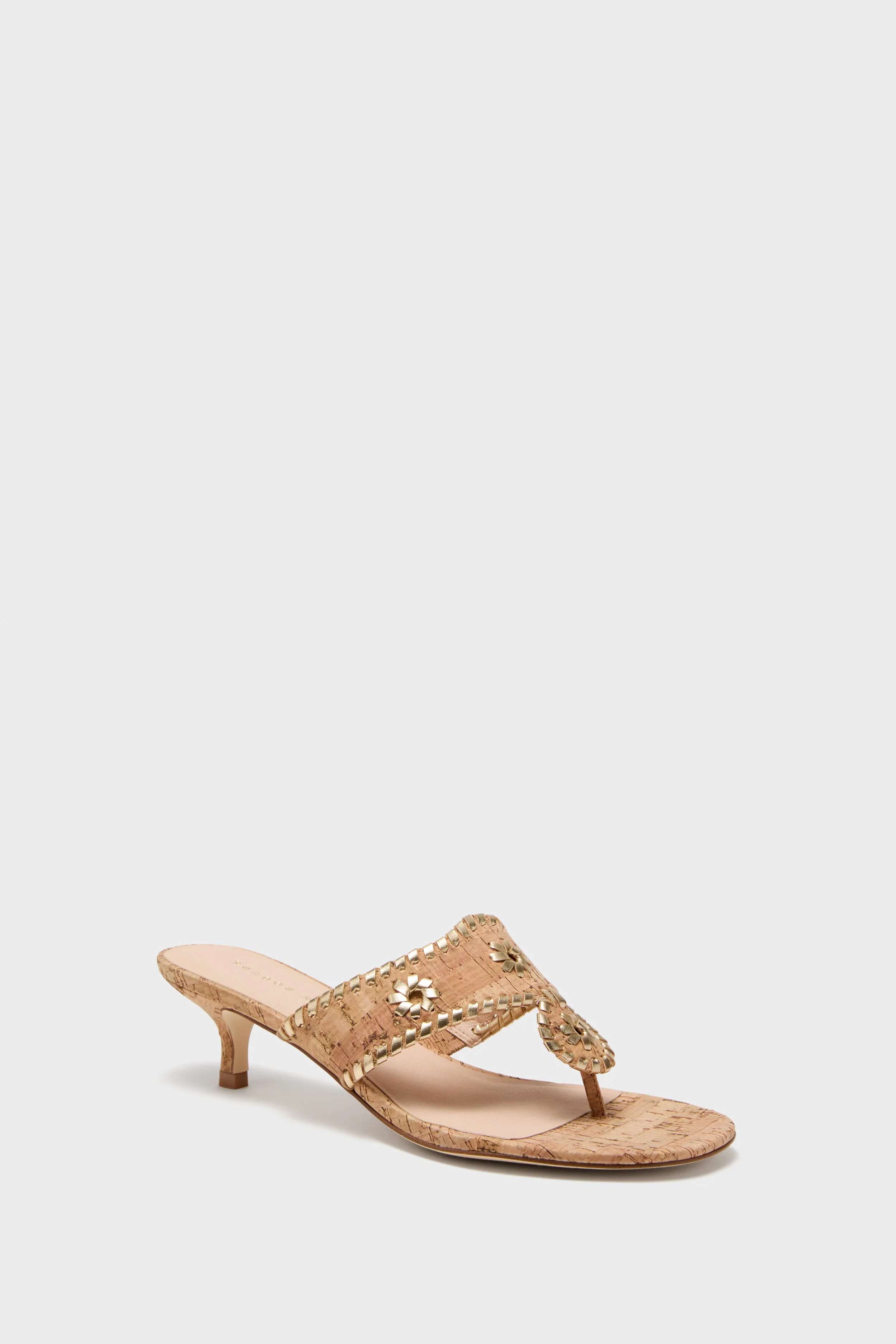 Cork and Gold Jacks Kitten Heels sold by Tuckernuck