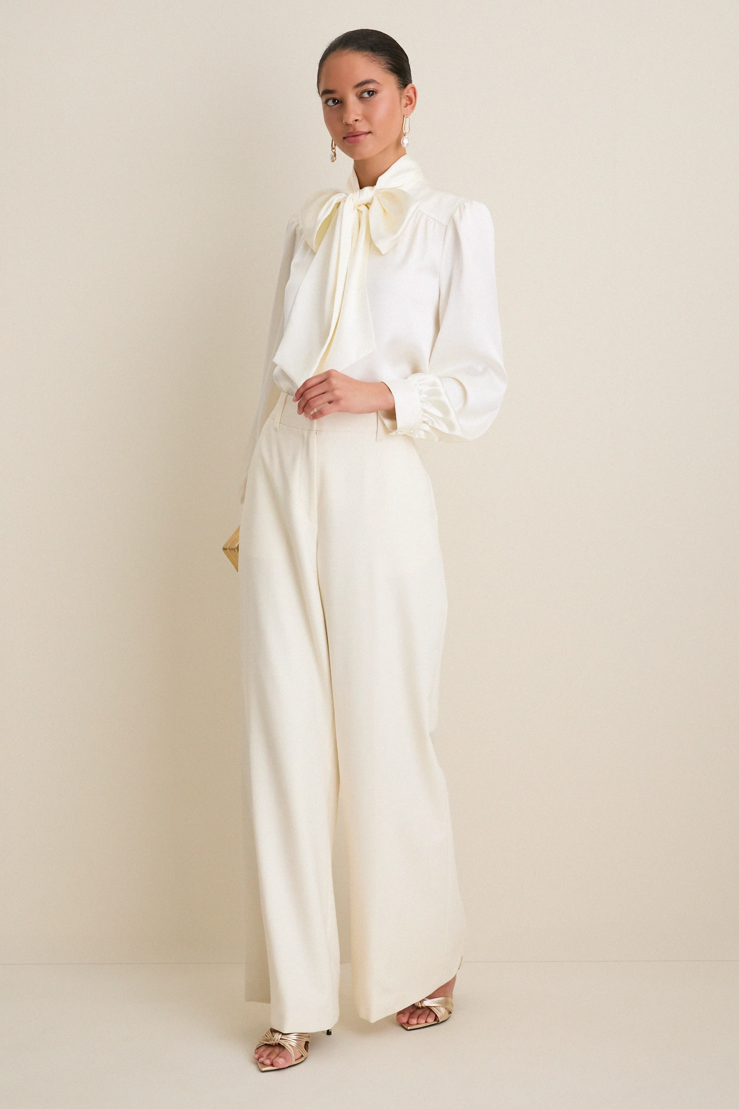 White Satin Brianna Bow Blouse sold by Tuckernuck product image thumbnail 2