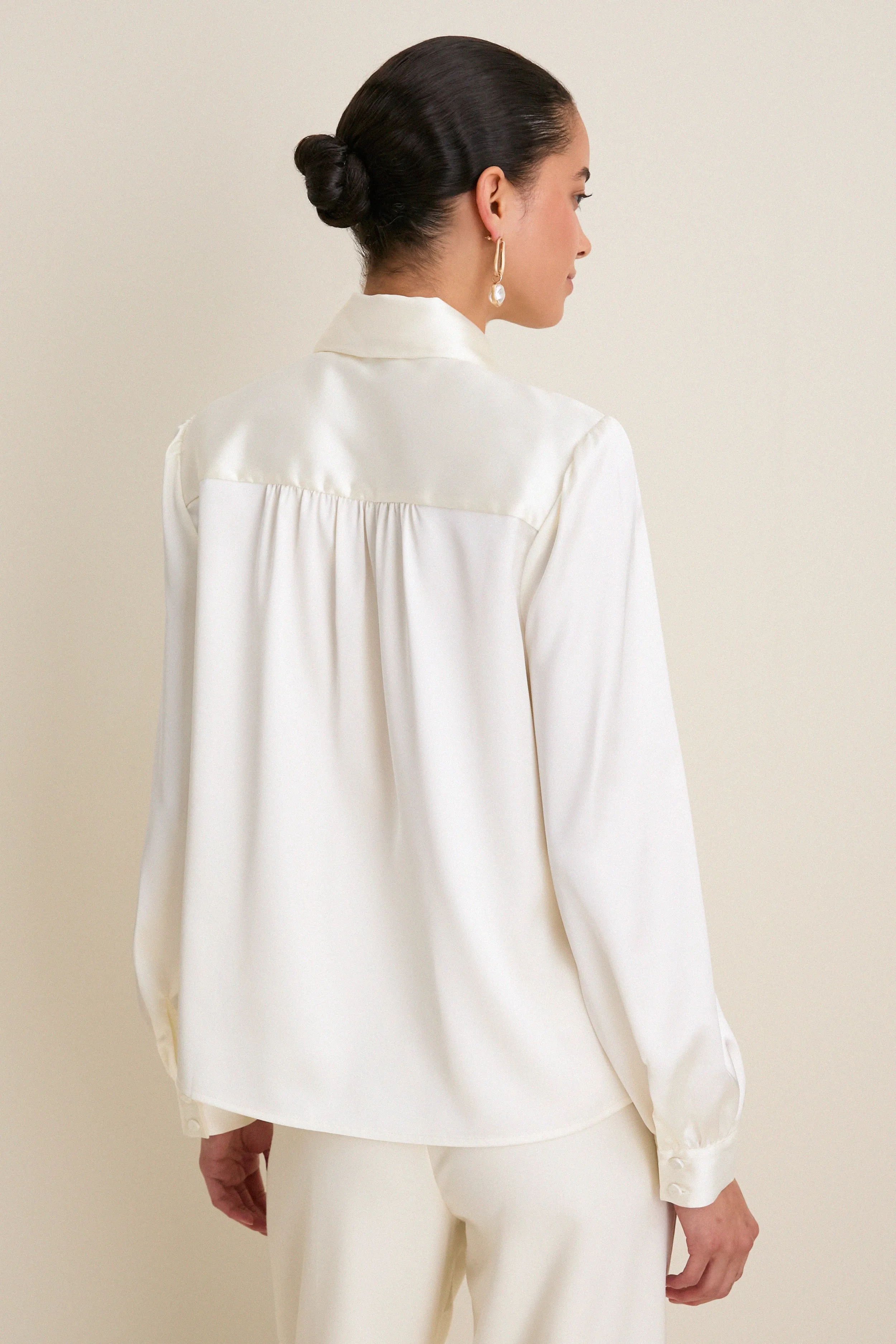 White Satin Brianna Bow Blouse sold by Tuckernuck product image thumbnail 4