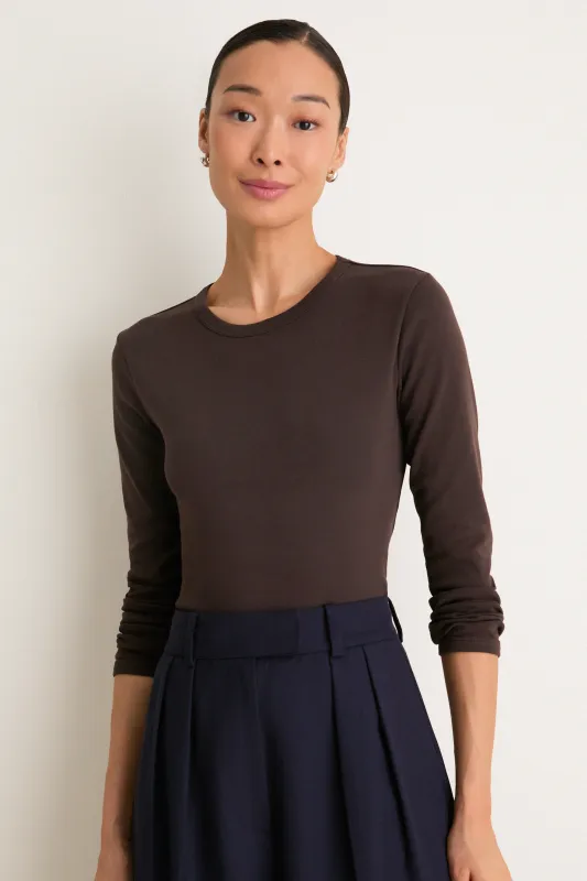 Espresso Ribbed Long Sleeve Sally Tee made by Tuckernuck