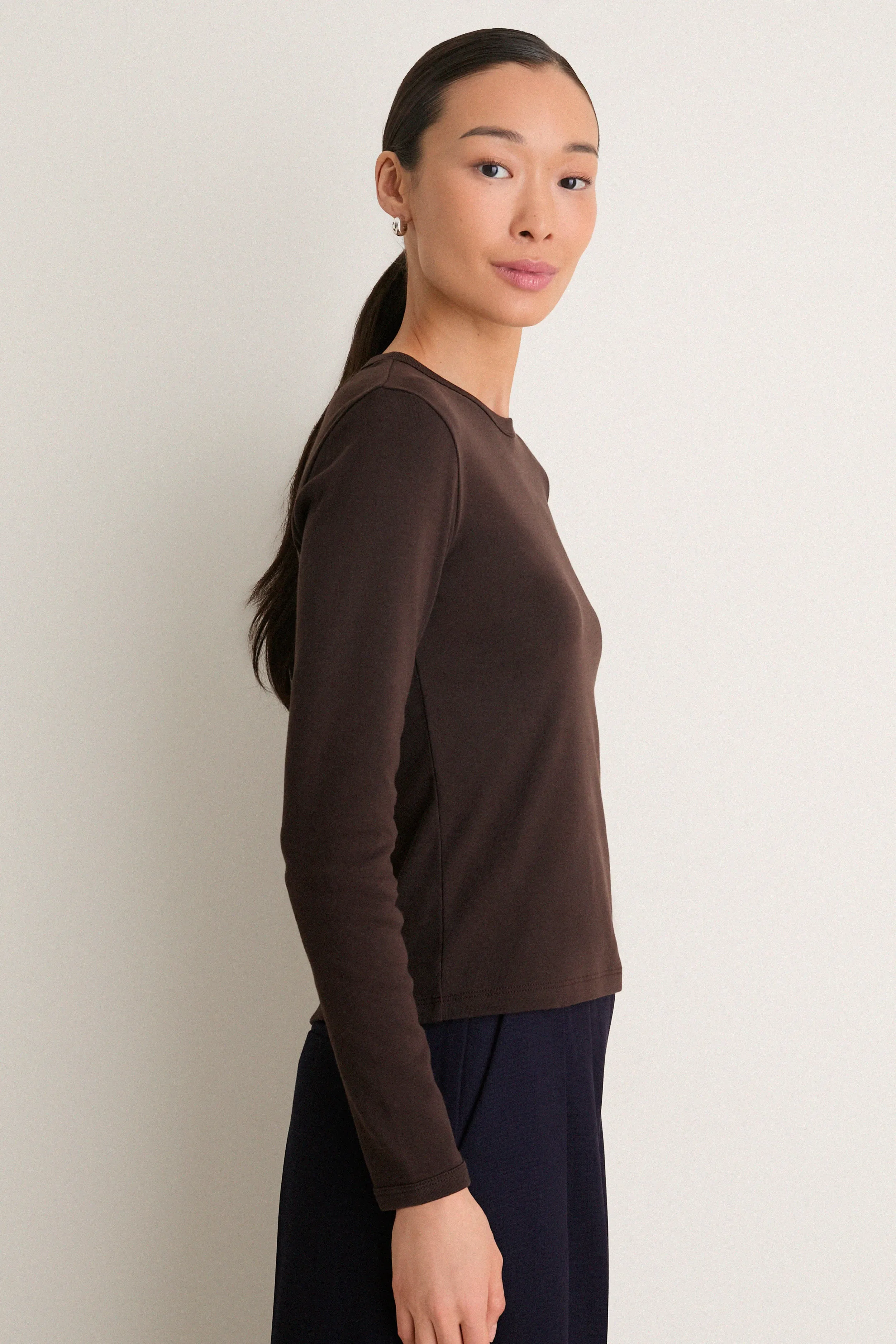 Espresso Ribbed Long Sleeve Sally Tee sold by Tuckernuck product image thumbnail 3