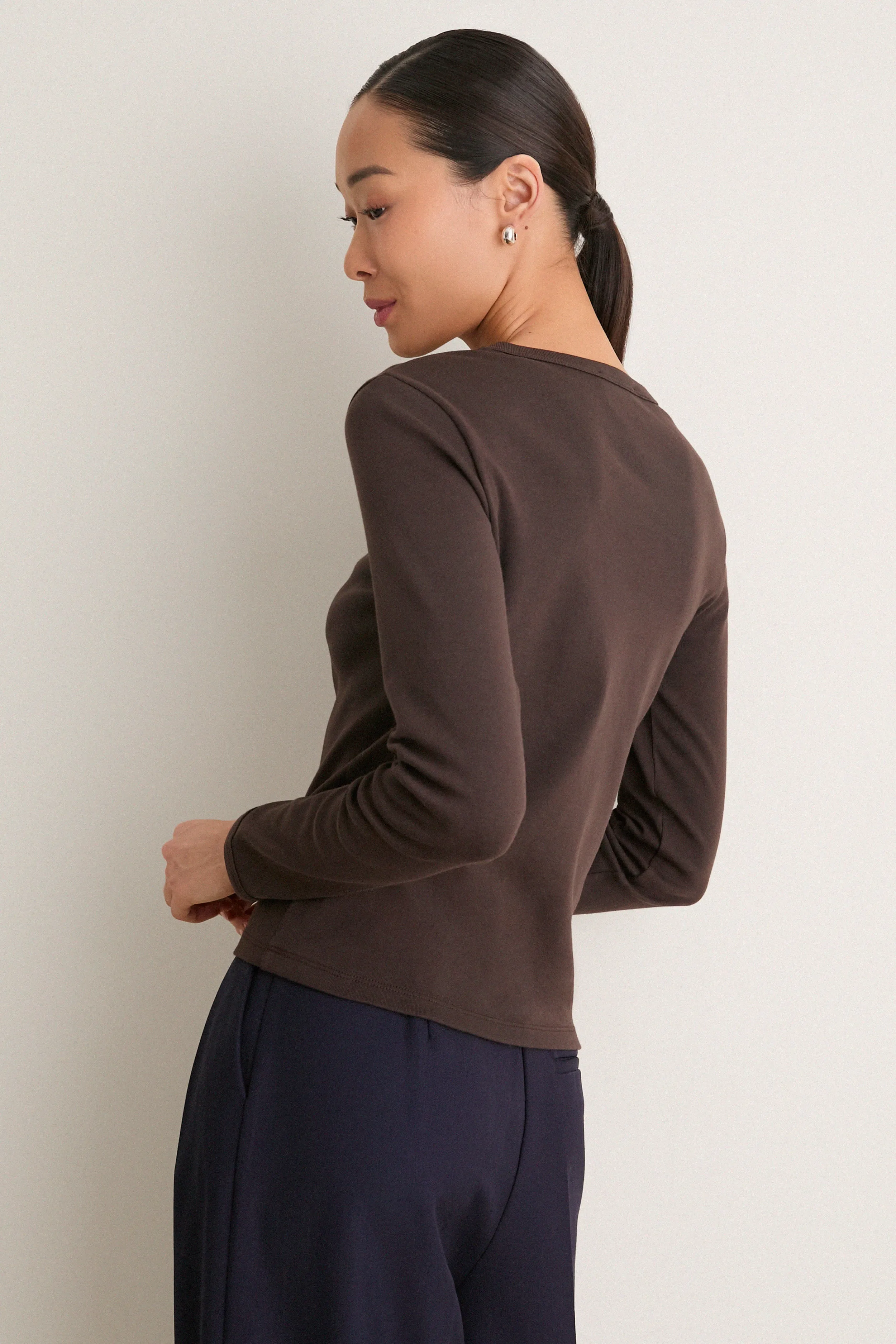 Espresso Ribbed Long Sleeve Sally Tee sold by Tuckernuck product image thumbnail 4