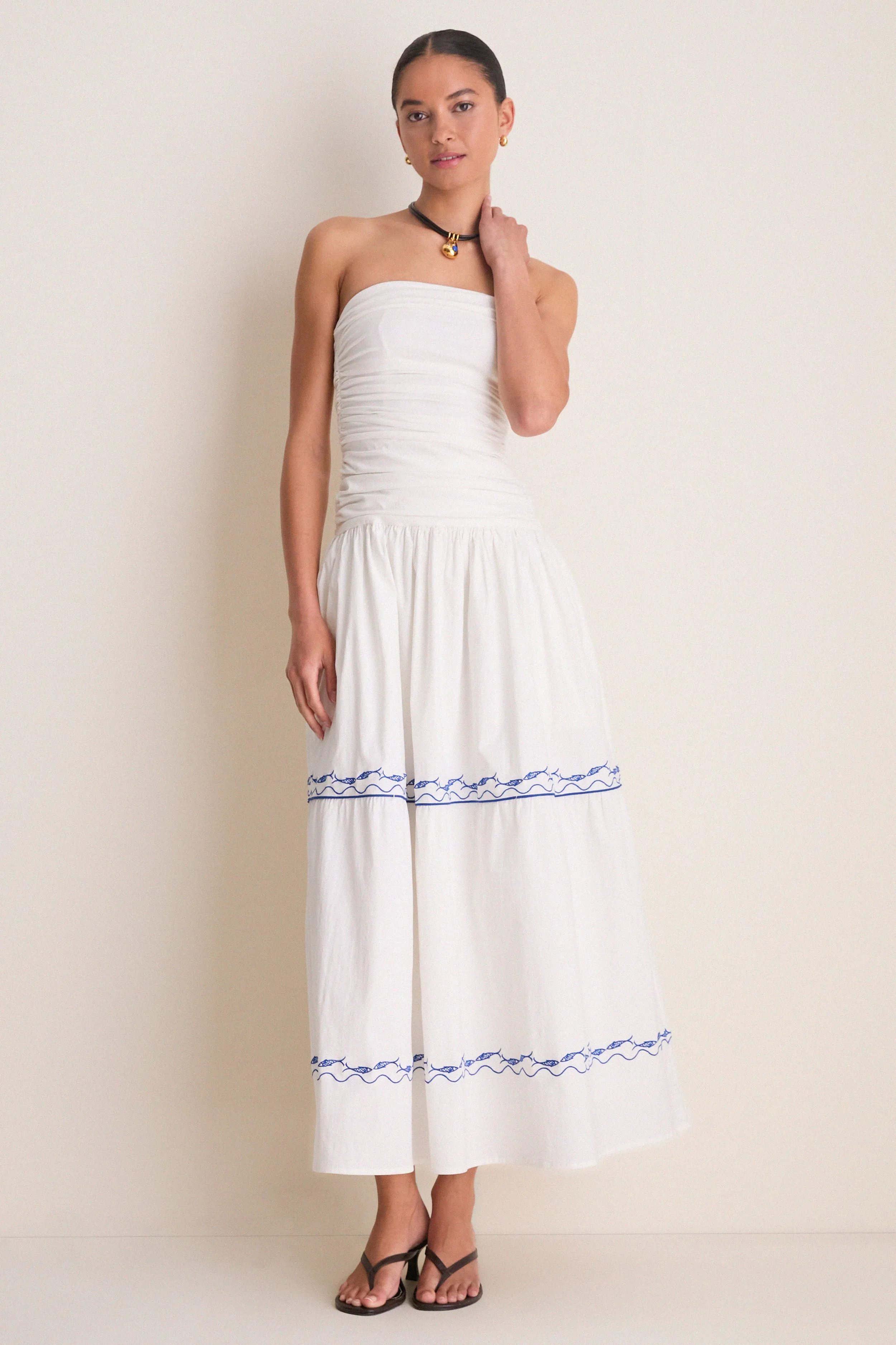 White and Blue Oia Midi Dress sold by Tuckernuck product image thumbnail 3