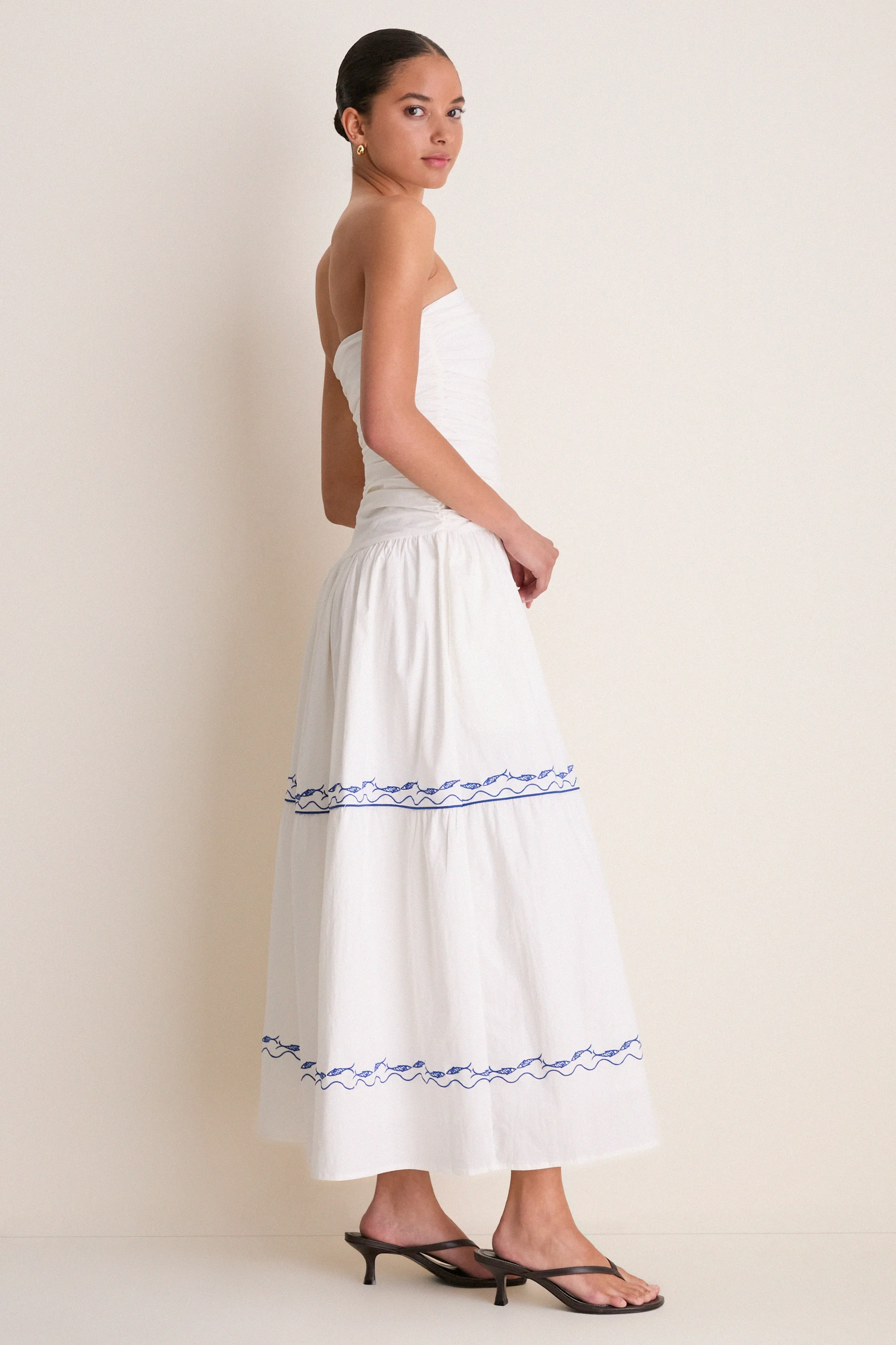 White and Blue Oia Midi Dress sold by Tuckernuck product image thumbnail 4
