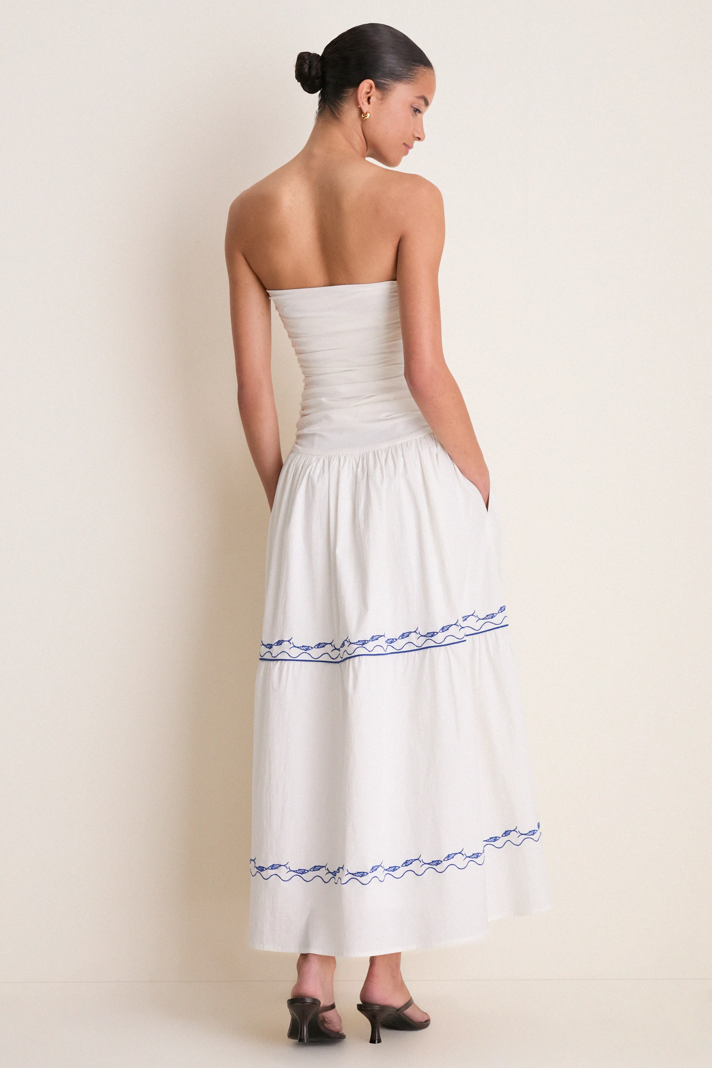 White and Blue Oia Midi Dress sold by Tuckernuck product image thumbnail 5