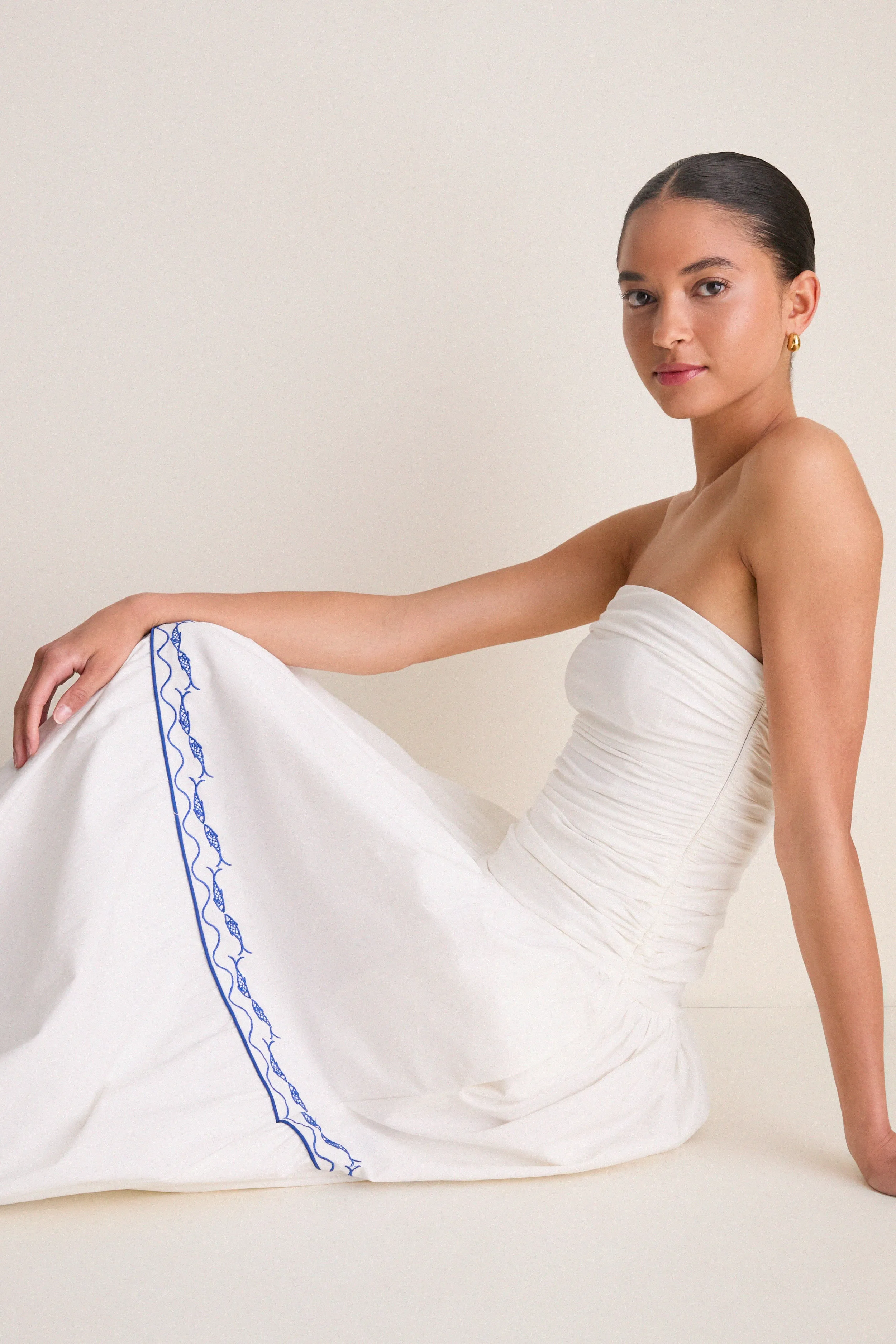 White and Blue Oia Midi Dress sold by Tuckernuck product image thumbnail 2