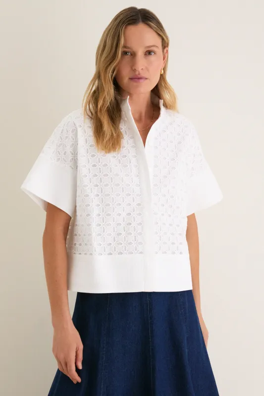 White Eyelet Sofia Stitch Shirt made by Tuckernuck