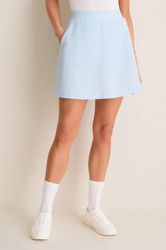 Light Blue 17 Inch Performance Stretch Woven Dawn Golf Skirt made by Tuckernuck