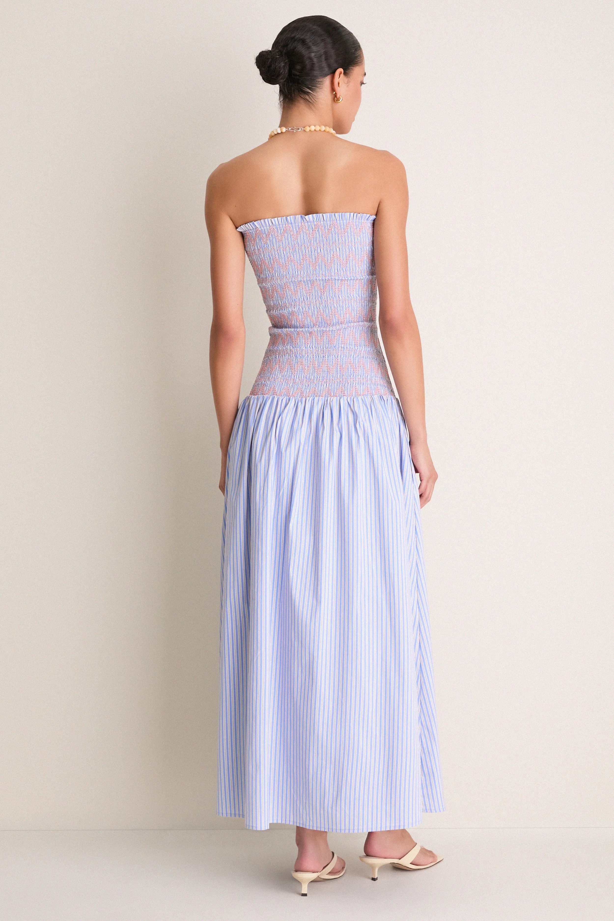 Blue Multi Eleni Smocked Midi Dress sold by Tuckernuck product image thumbnail 5