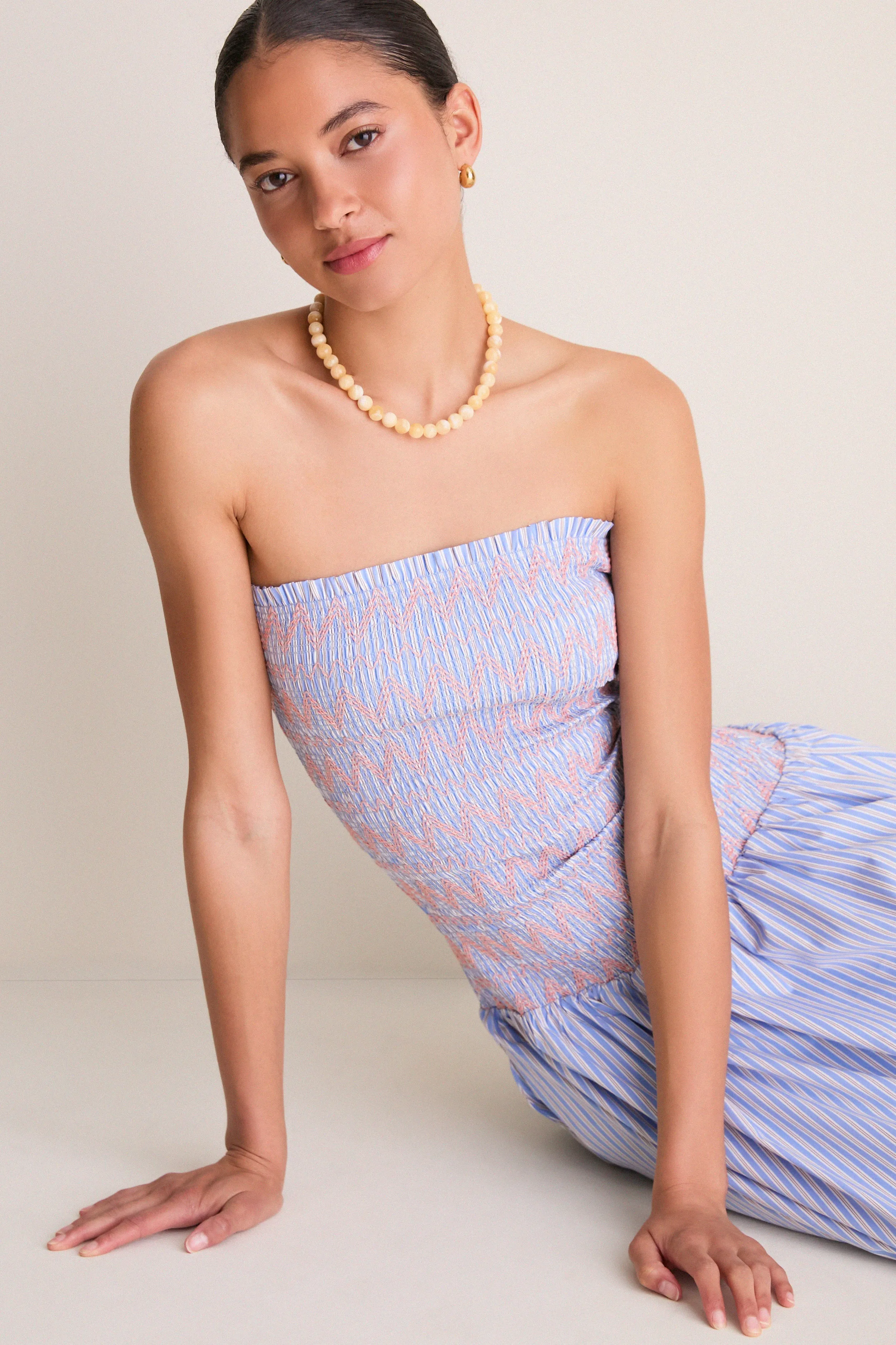 Blue Multi Eleni Smocked Midi Dress sold by Tuckernuck product image thumbnail 2