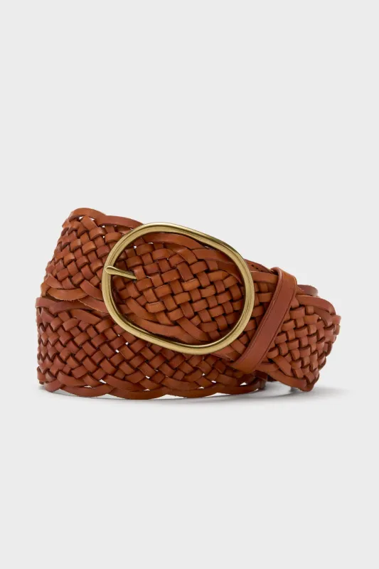 Tan Woven Belt with Oval Buckle made by Dragon Diffusion